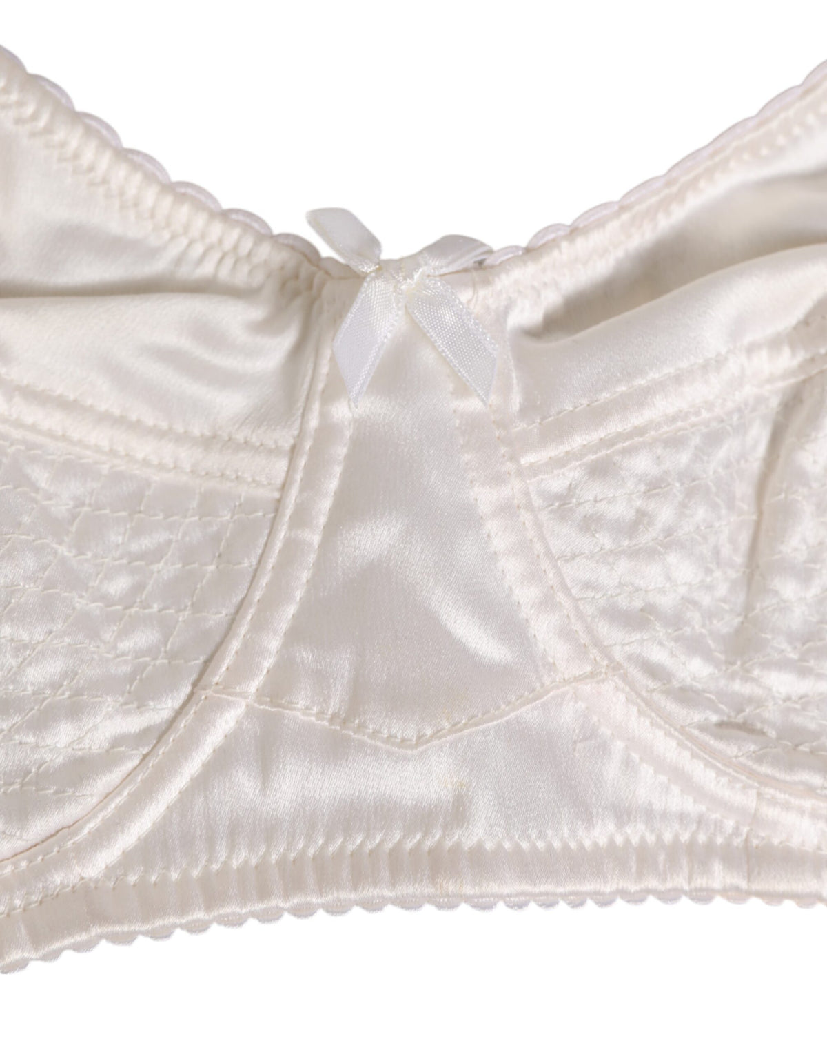 Dolce & Gabbana White Silk Satin Soft Cup Lingerie Bra Underwear