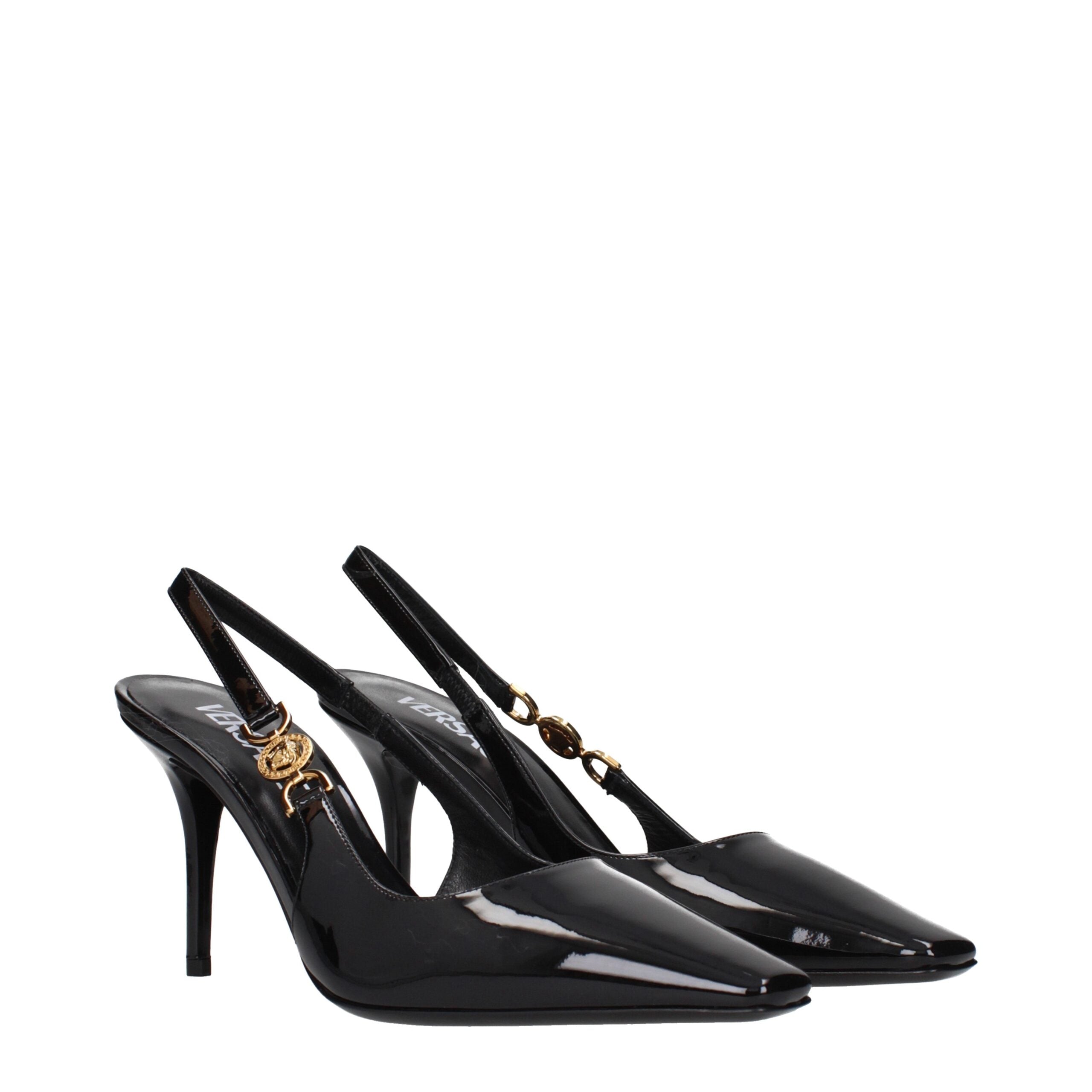 Versace Black Leather Pumps
