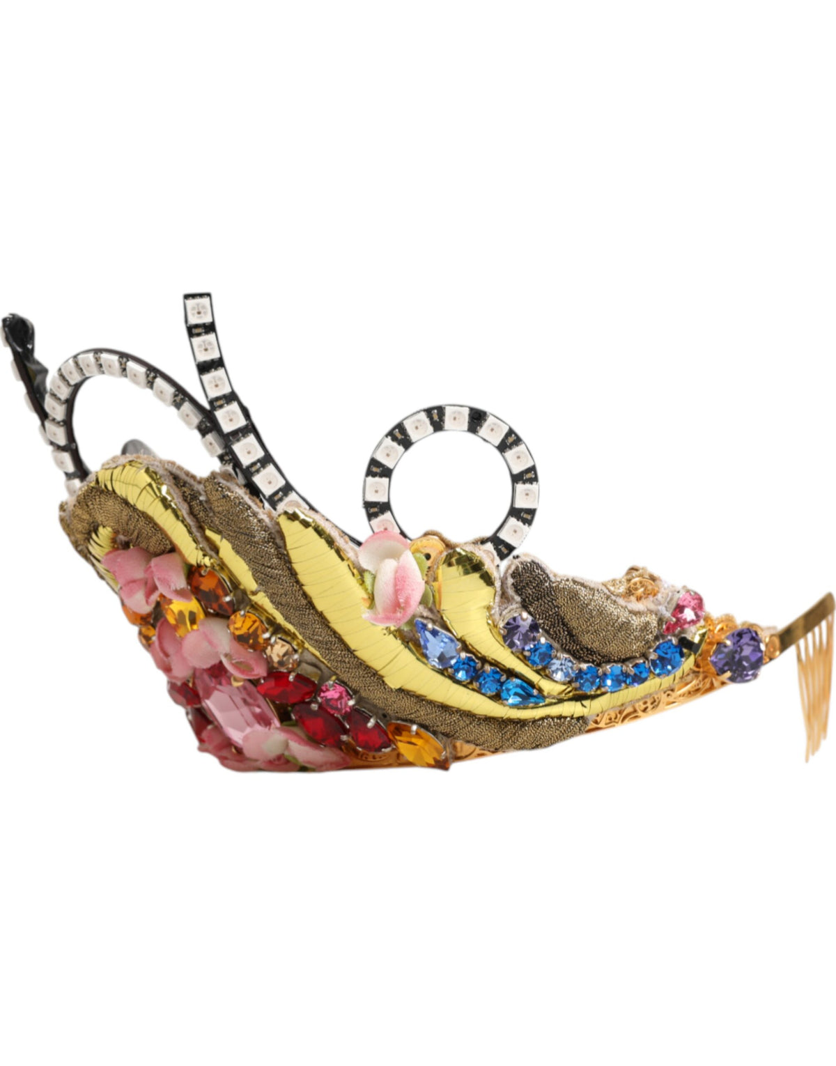 Dolce & Gabbana Gold Brass Crystal Embellished Headpiece Crown Tiara