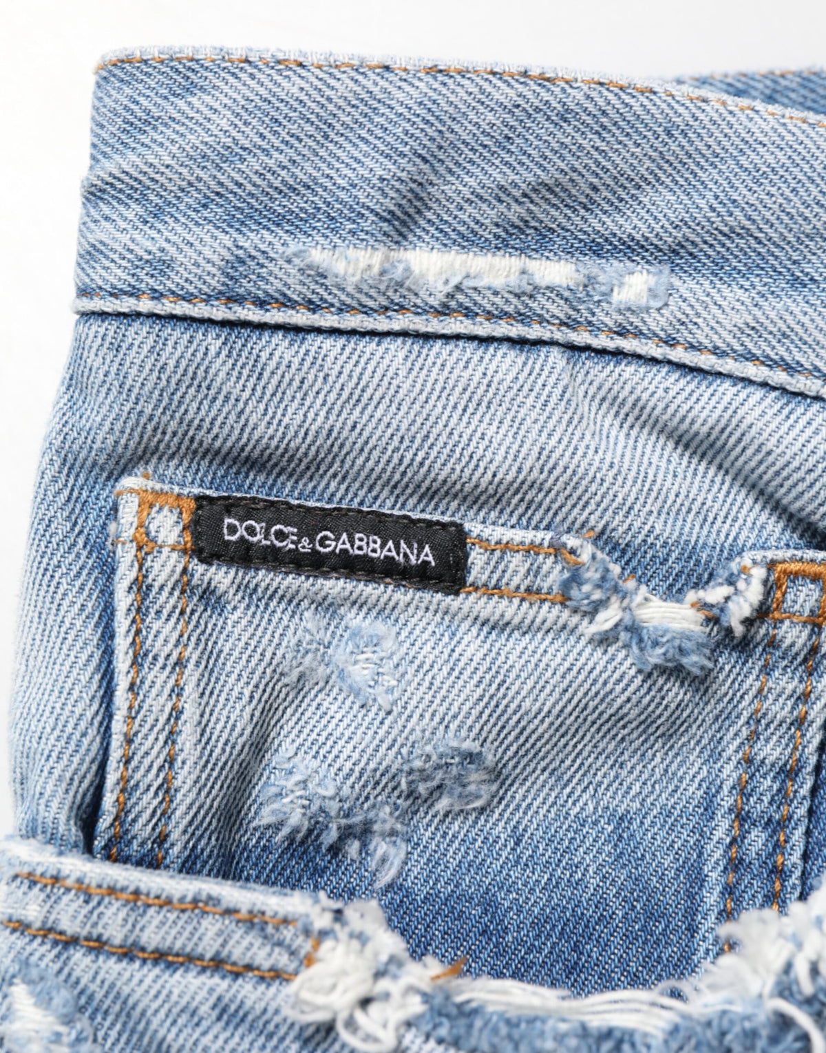 Dolce & Gabbana Blue Distressed Ripped Denim Pants Jeans