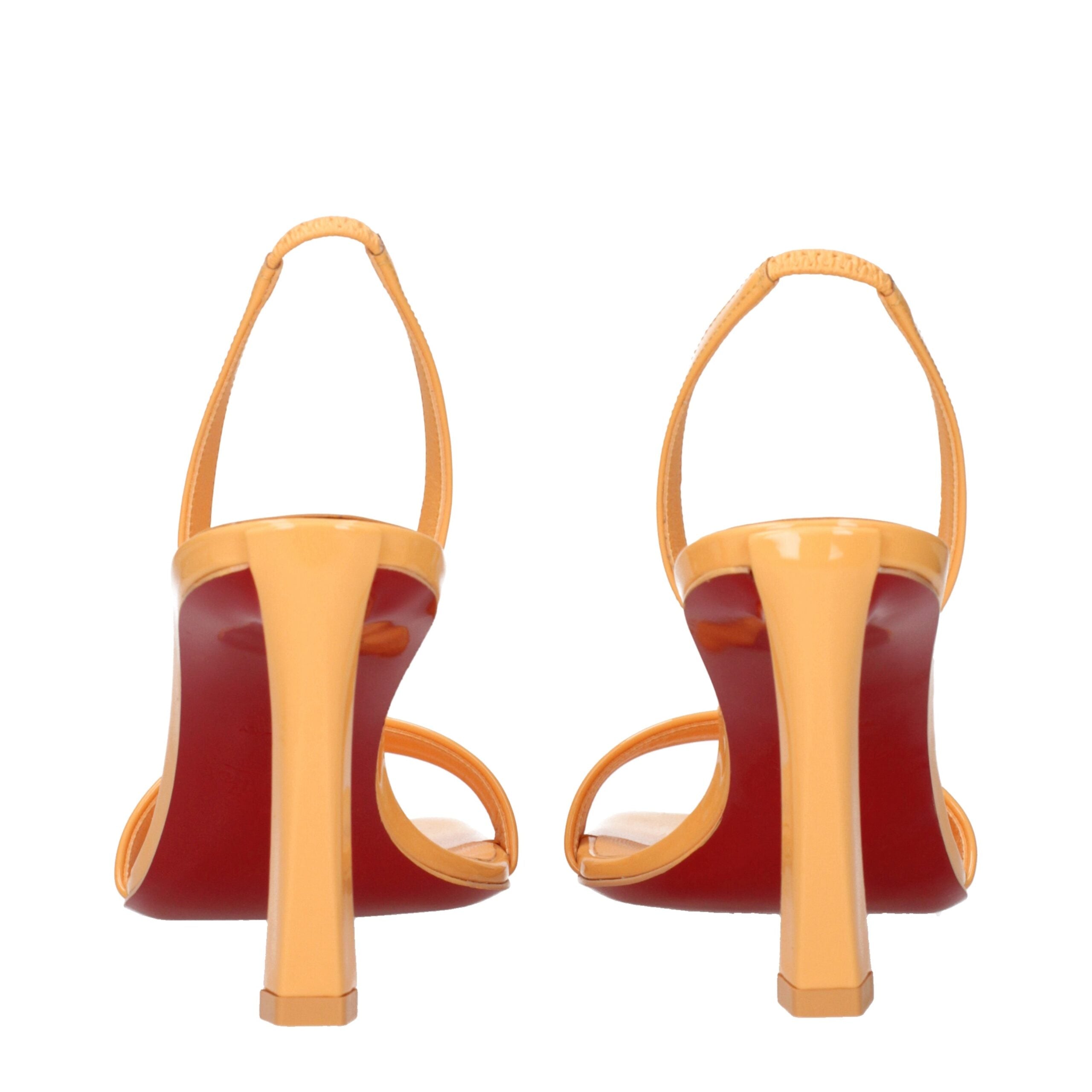 Christian Louboutin Orange Leather Stiletto Heel Sandals