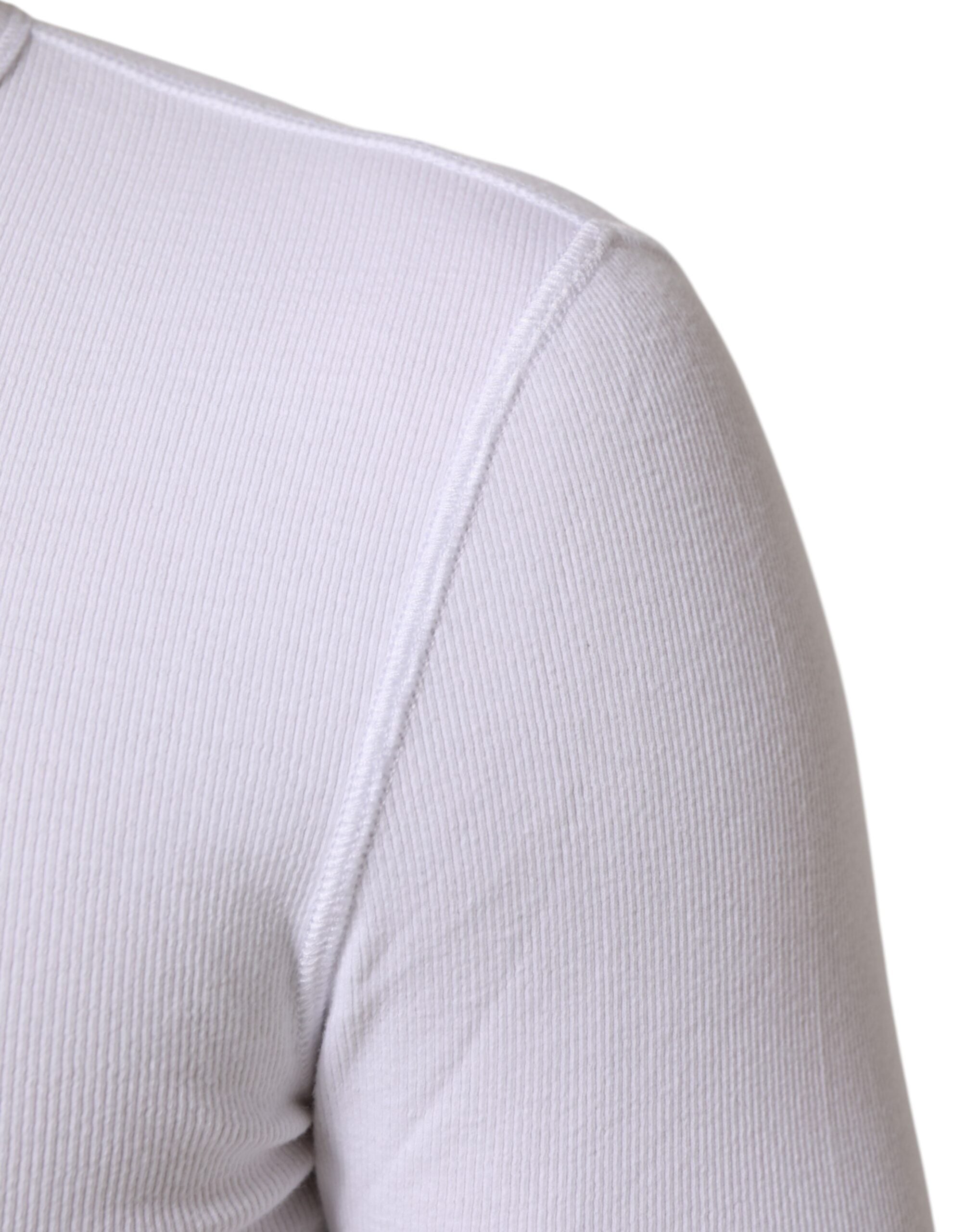 Dolce & Gabbana White Long Sleeves Button Closure T-shirt