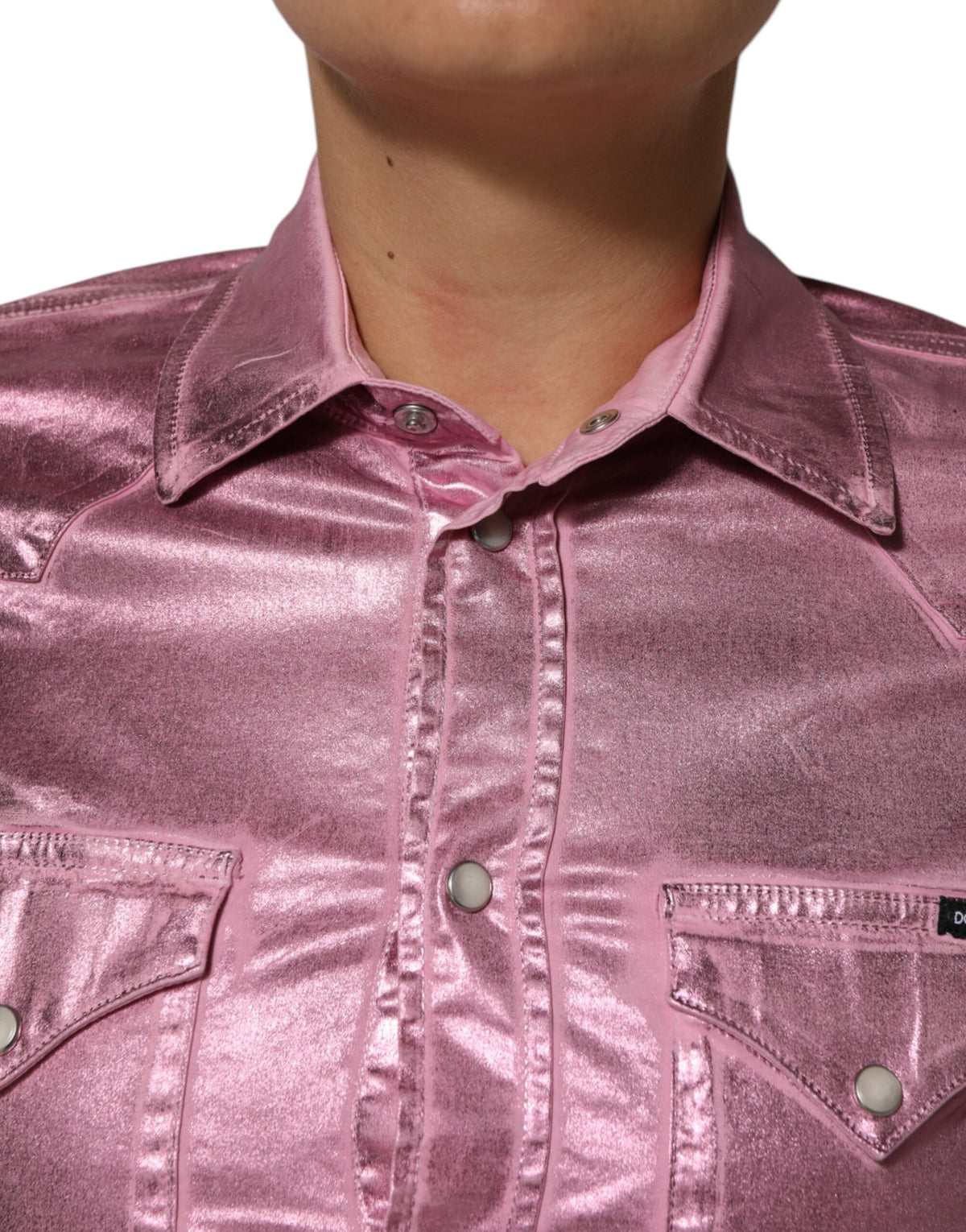Dolce & Gabbana Pink Cotton Stretch Collared Cropped Jacket