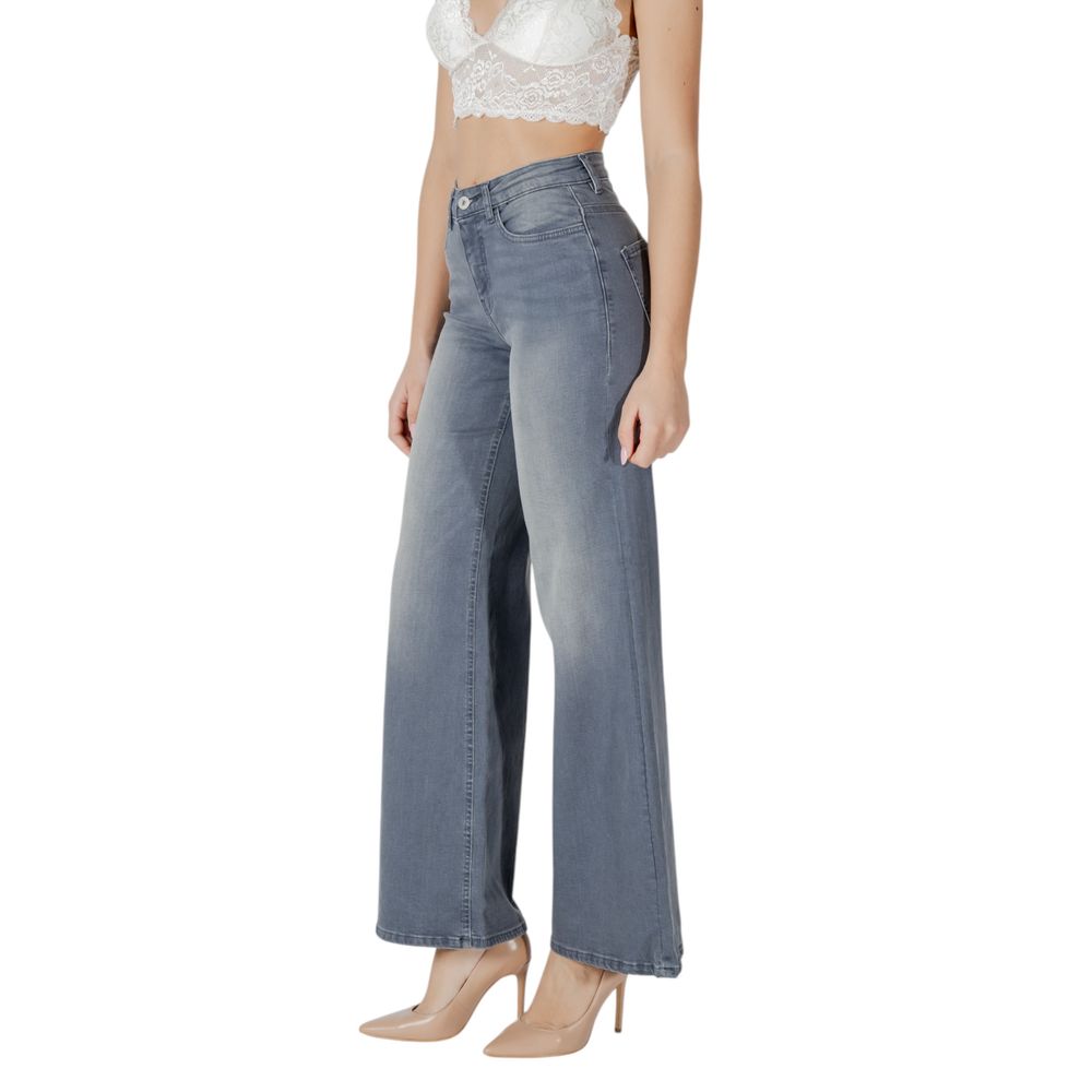 ICHI Gray Cotton Bootcut Jeans
