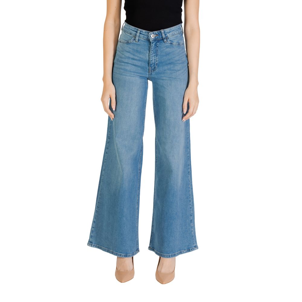ICHI Light Blue Cotton Bootcut Jeans