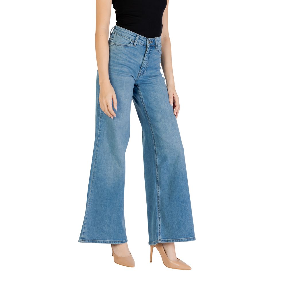 ICHI Light Blue Cotton Bootcut Jeans