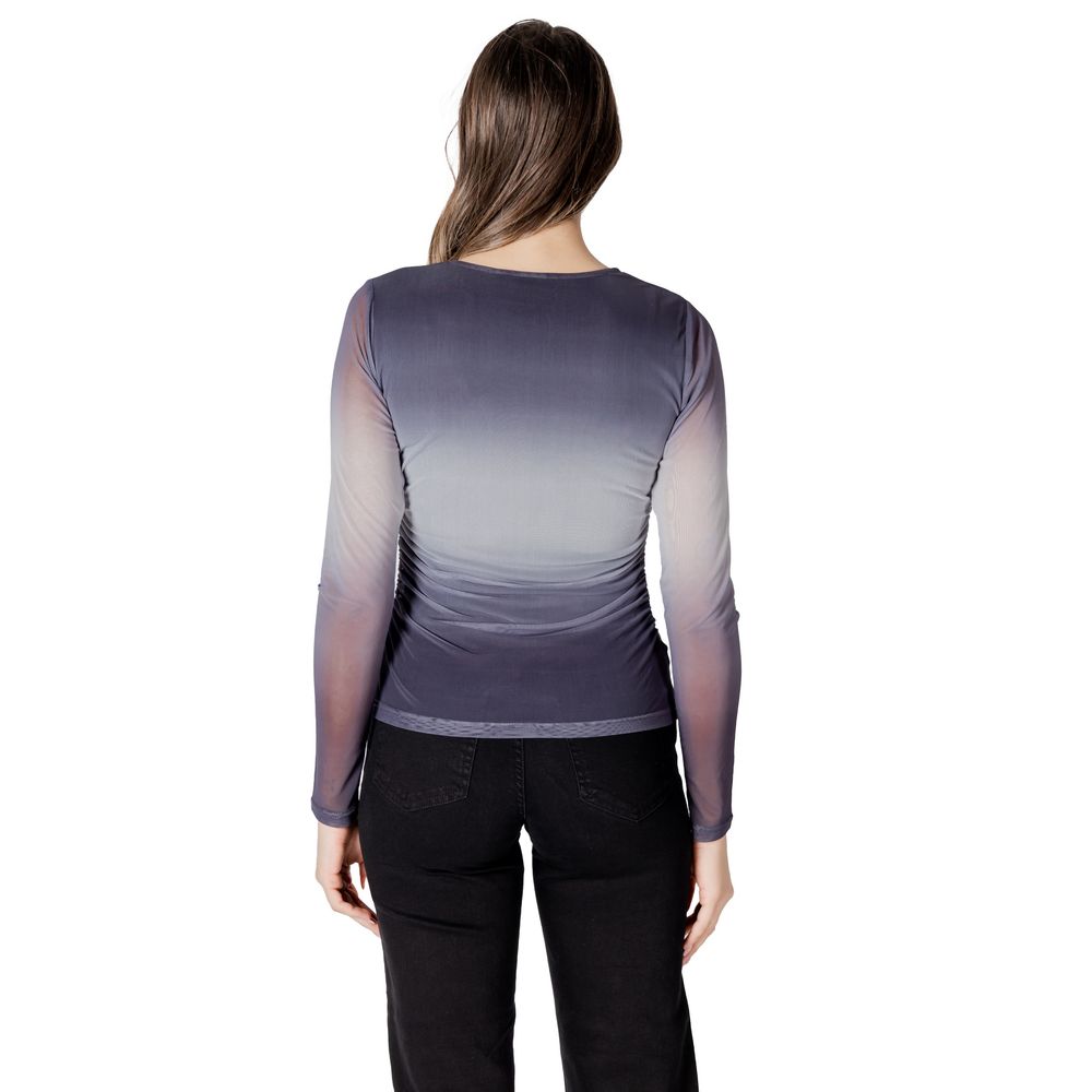 ICHI Gray Polyester Long Sleeve T-Shirt