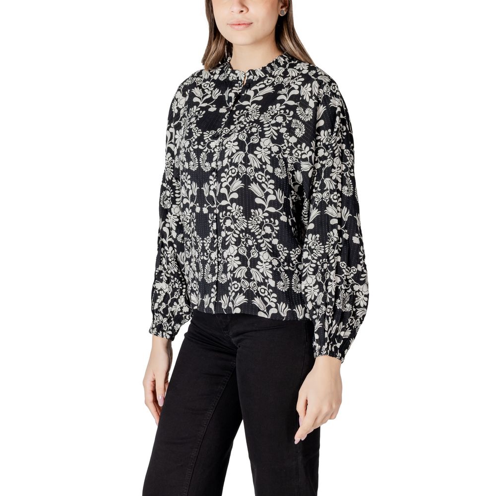 ICHI Black Viscose Blouse