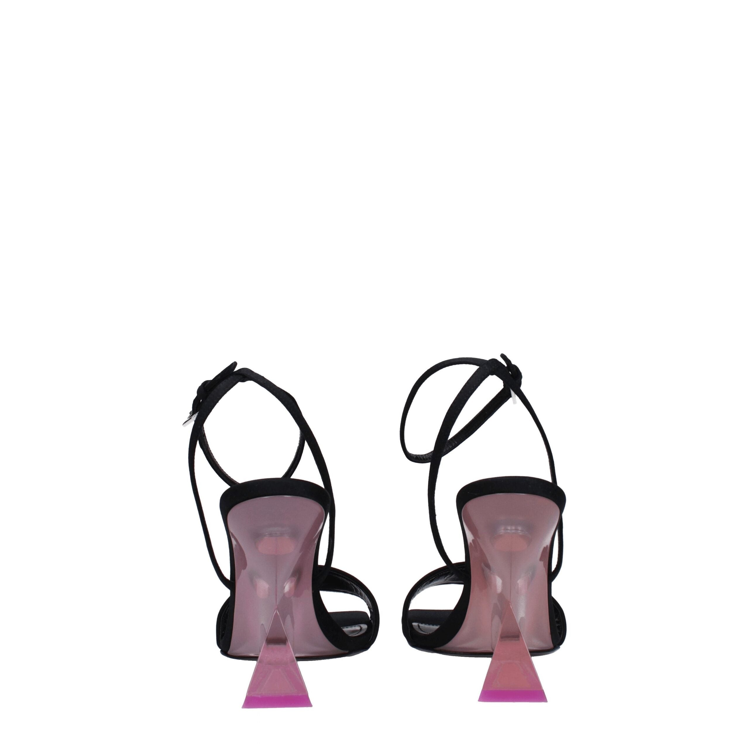 The Attico Black Satin Stiletto Heel Sandals