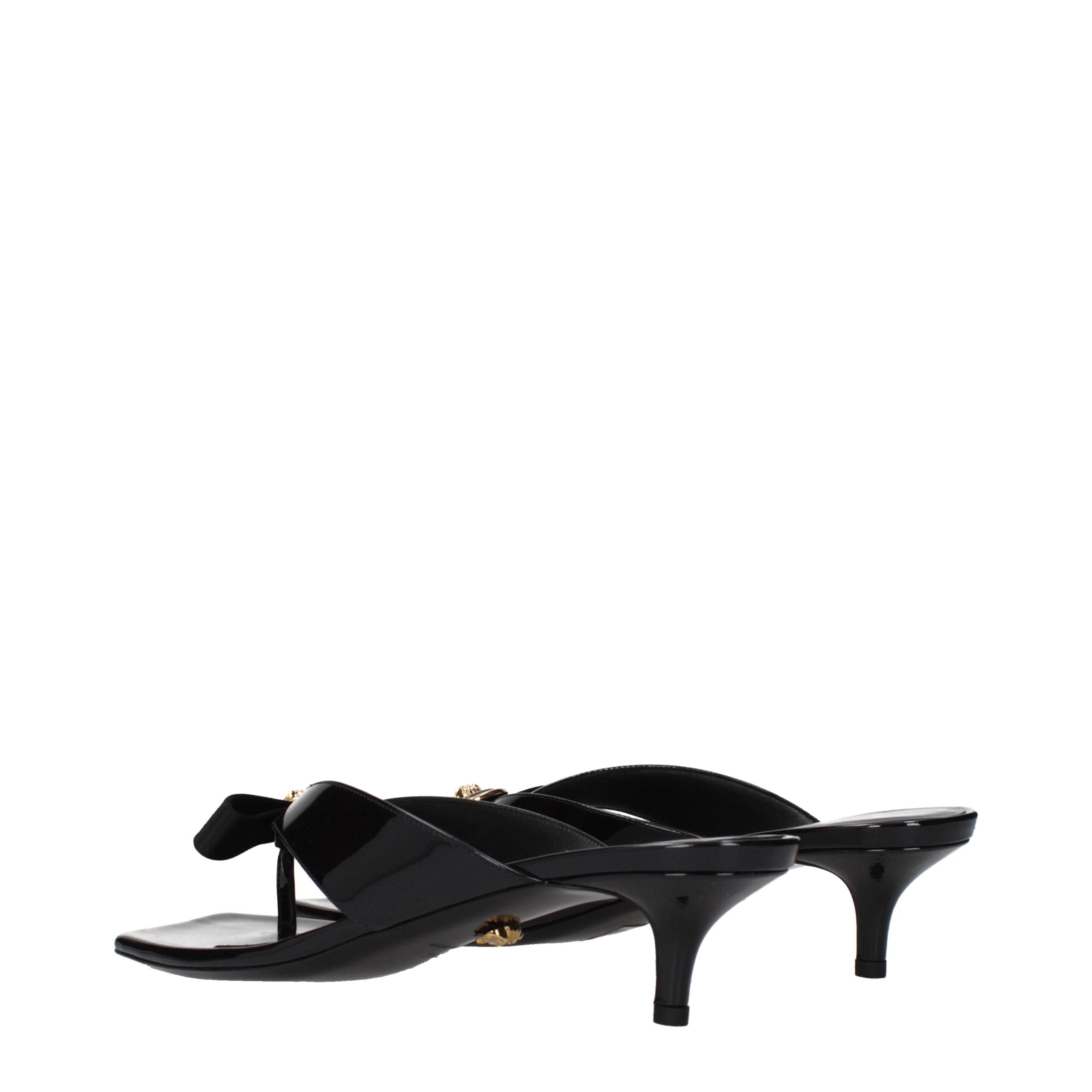 Versace Black Leather Stiletto Heel Sandals