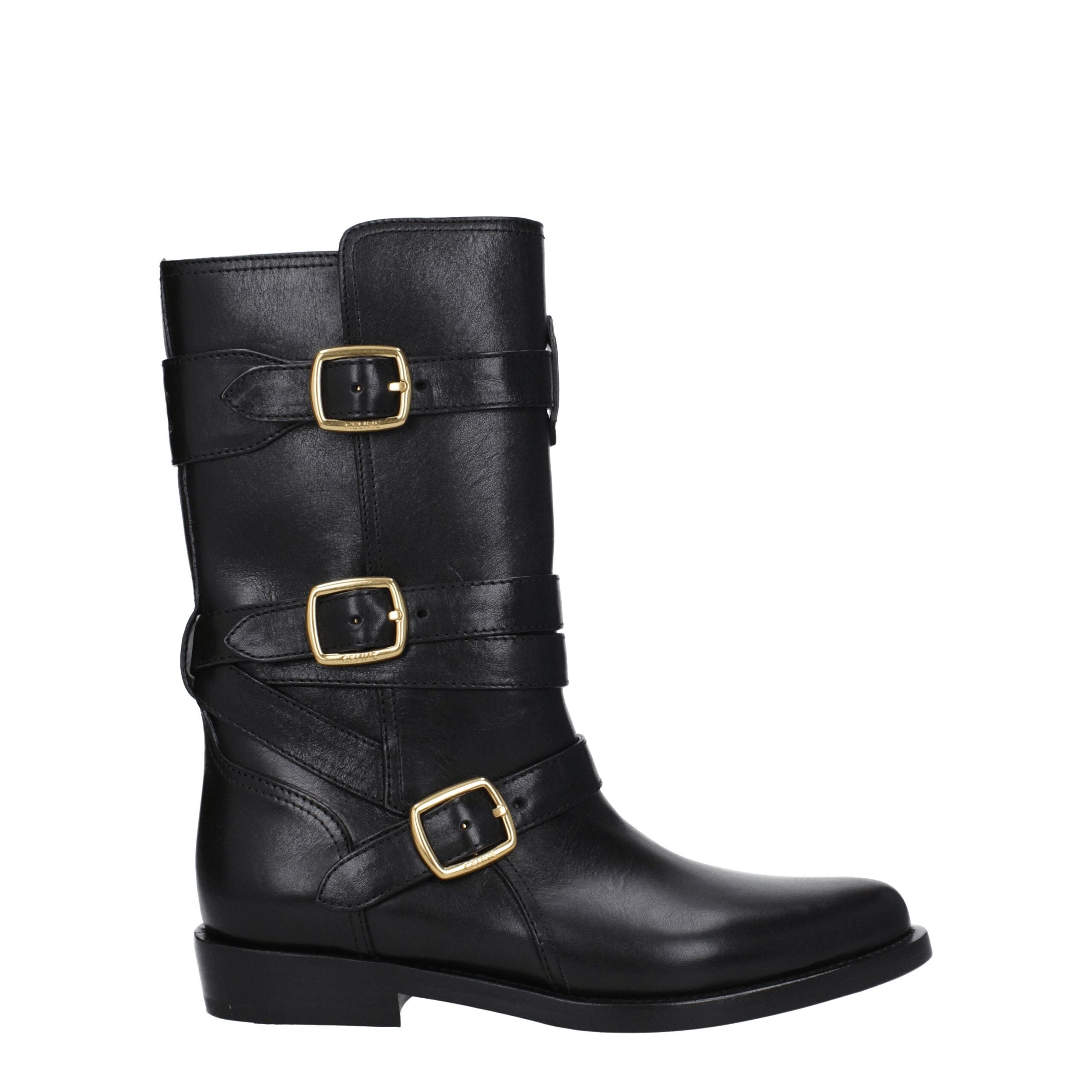 Celine Black Leather Flat Boots