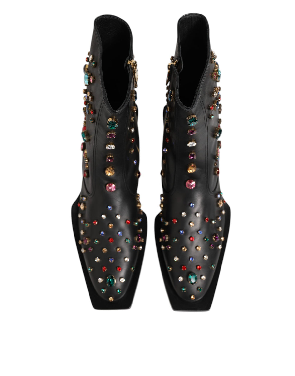 Dolce & Gabbana Black Crystal Embellished Men Short Boots Shoes