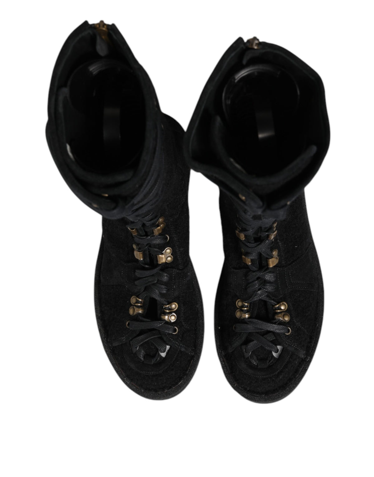 Dolce & Gabbana Black Alpaca Wool Suede Mid Calf Boots Shoes