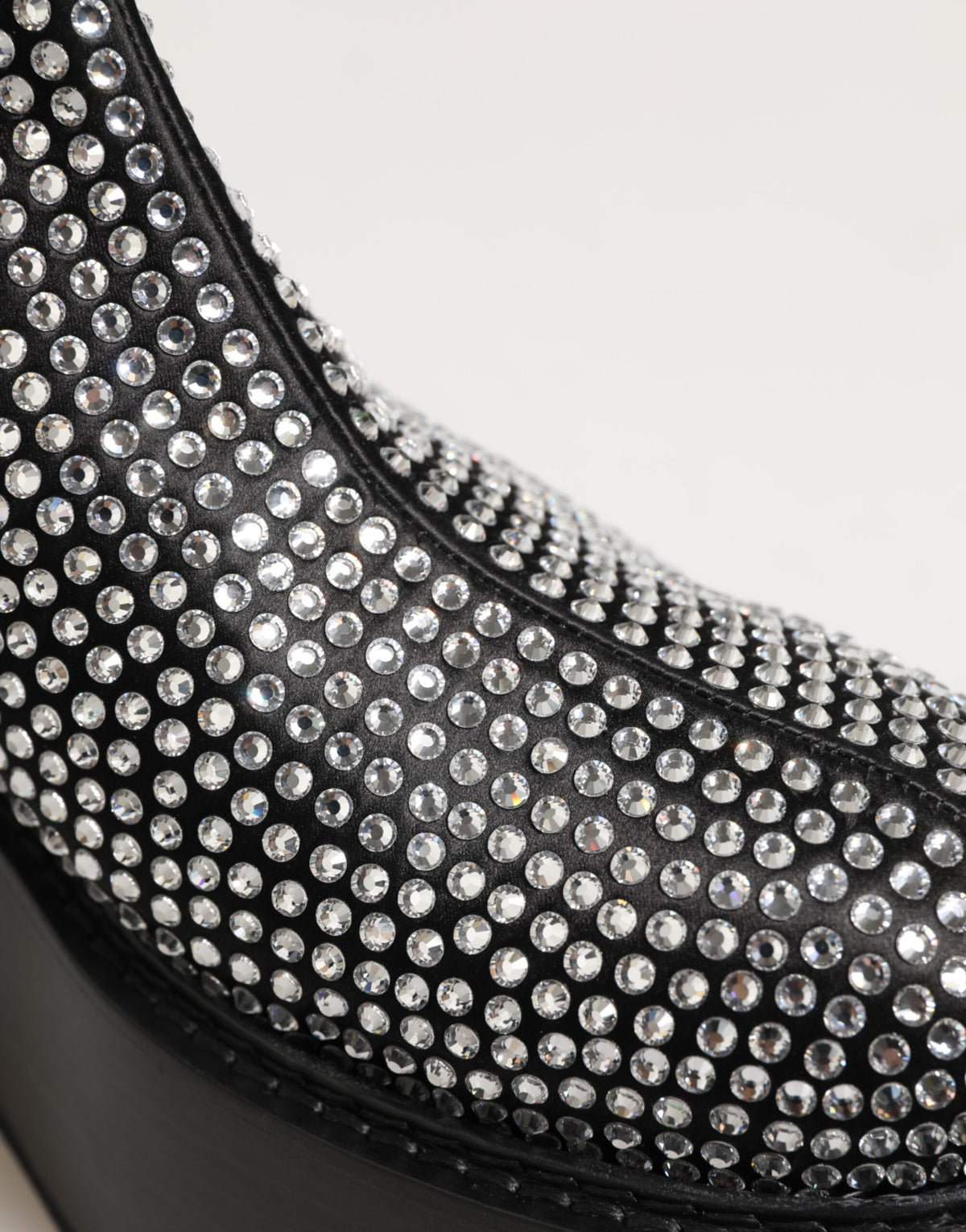 Dolce & Gabbana Black Crystal Strass Mid Calf Short Boots Shoes