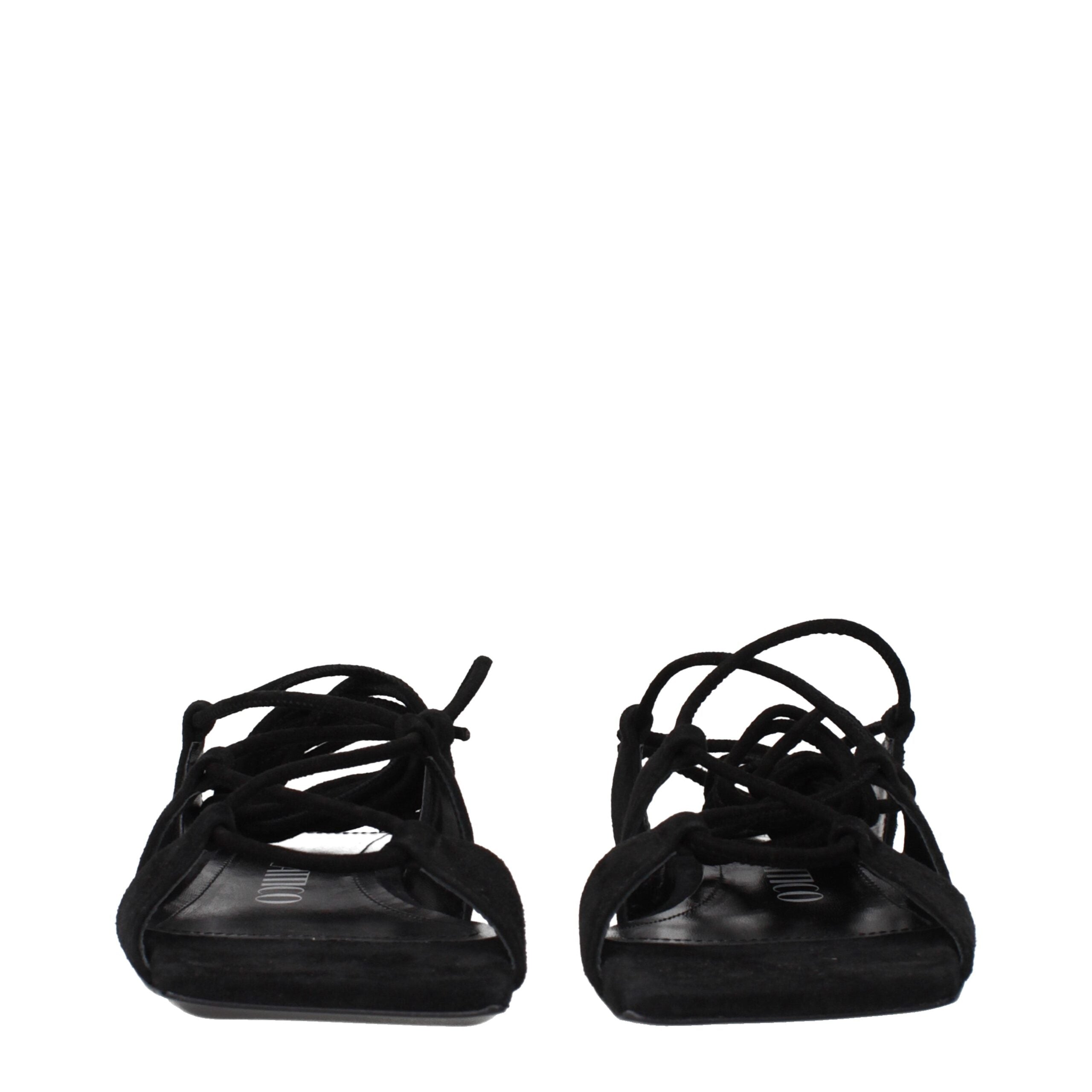 The Attico Black Leather Sandals