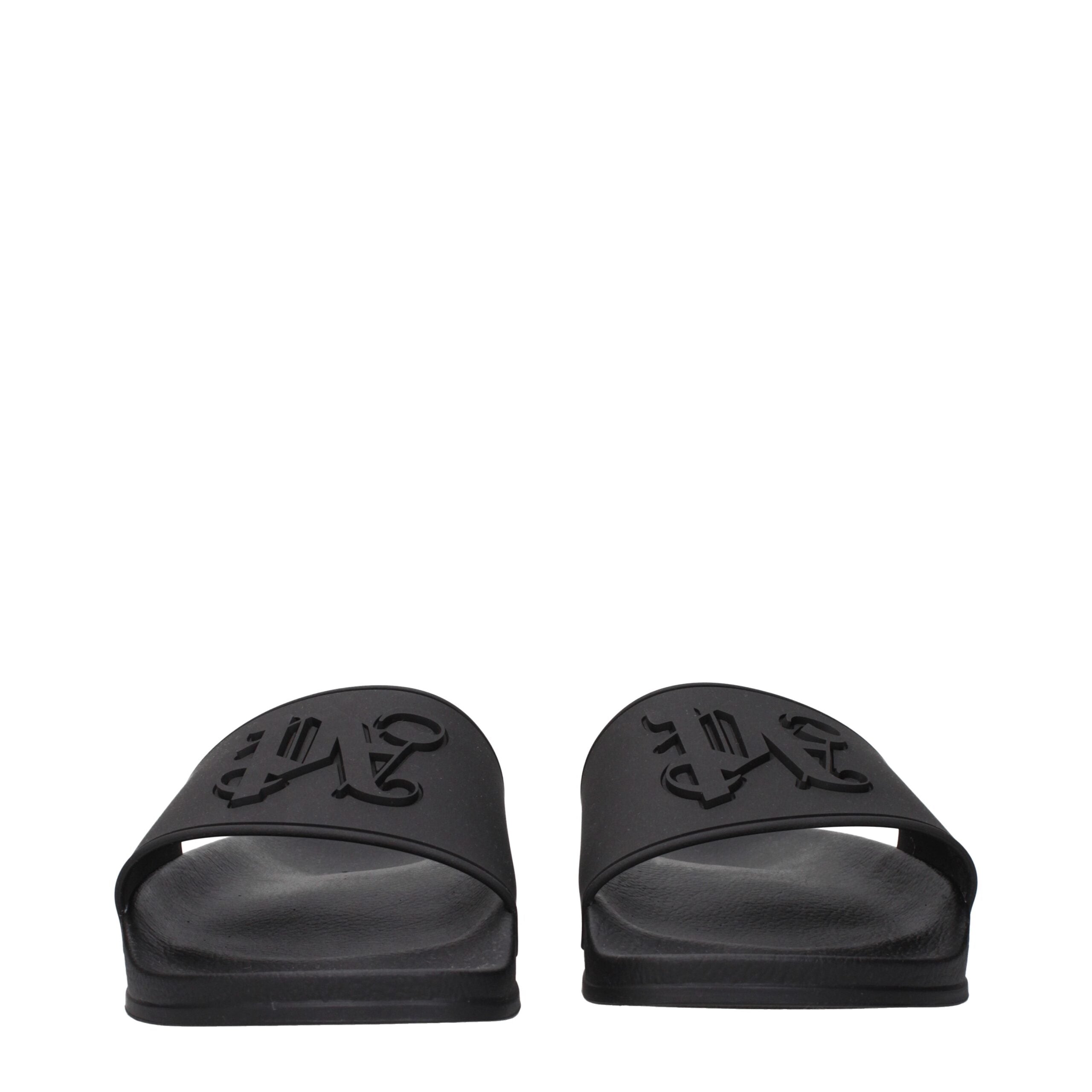 Palm Angels Black Cotton Slippers