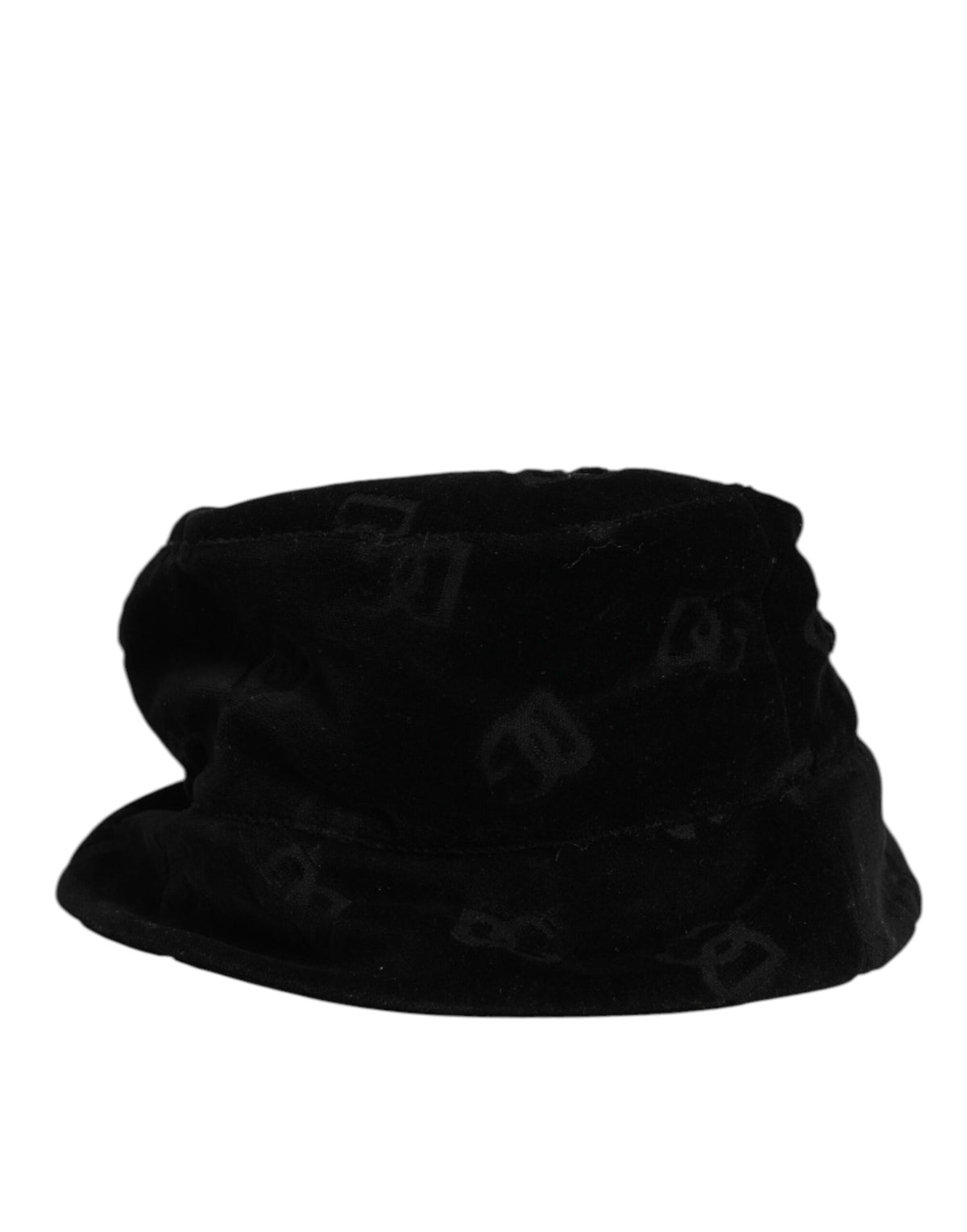 Dolce & Gabbana Black Cotton Suede Bucket Logo Capello Hat