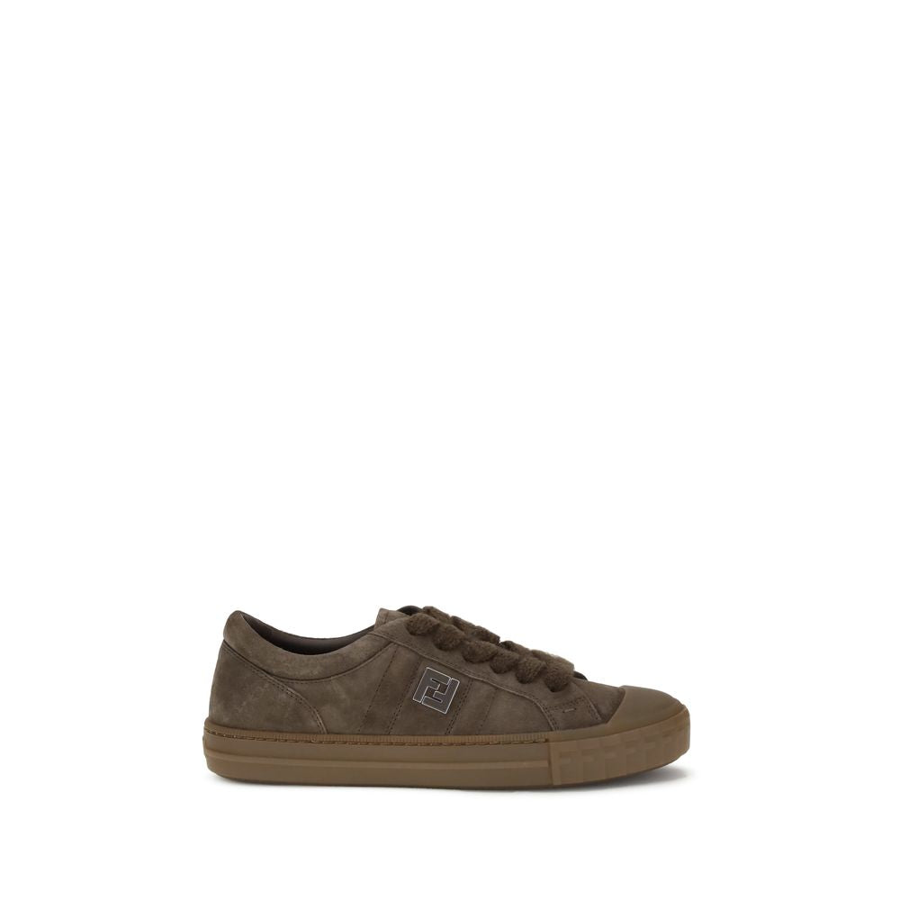 Fendi Brown Calf Leather Bos Taurus Low Top Sneakers