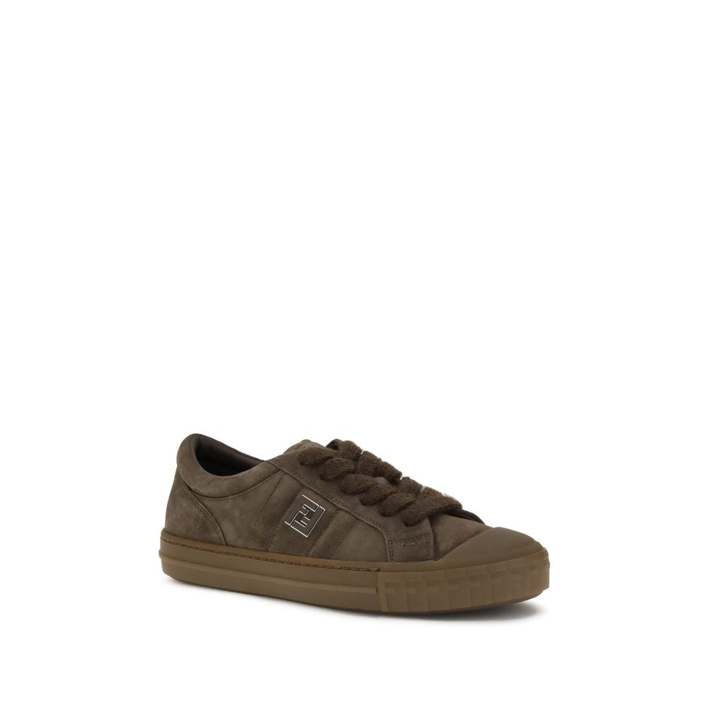 Fendi Brown Calf Leather Bos Taurus Low Top Sneakers
