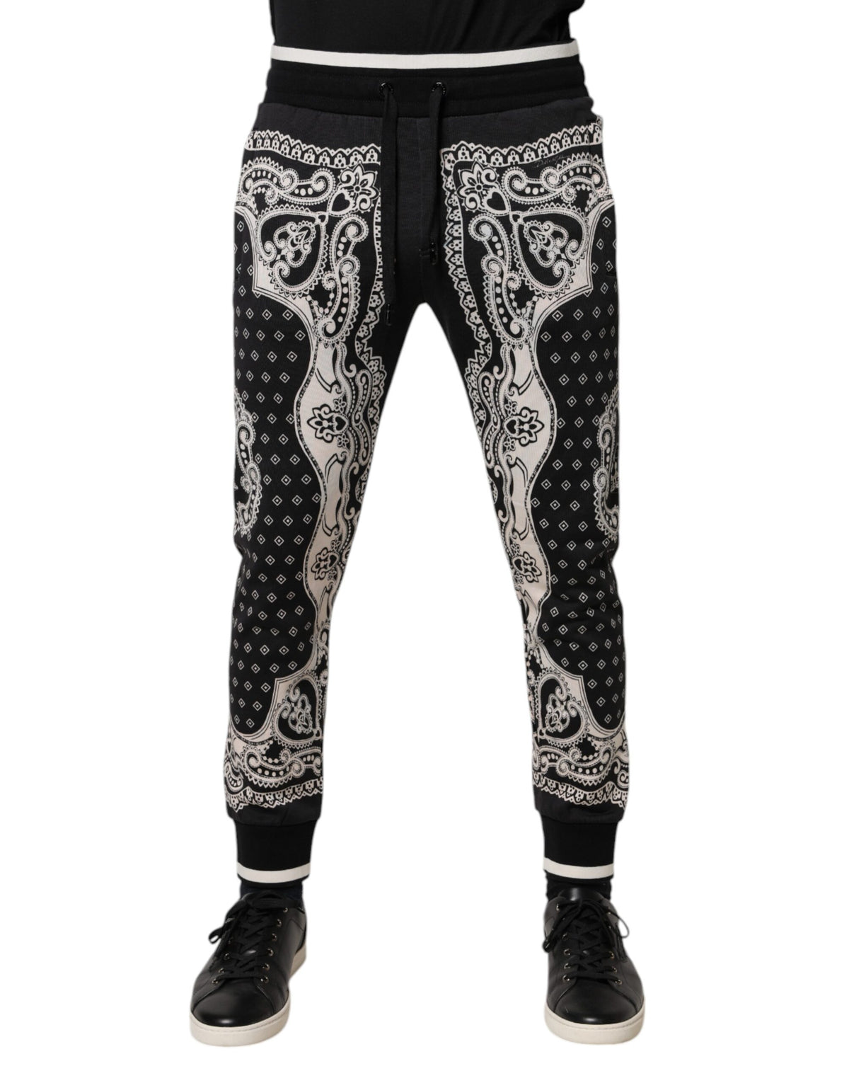Dolce & Gabbana Black Cotton Bandana Jogger Sweatpants Pants