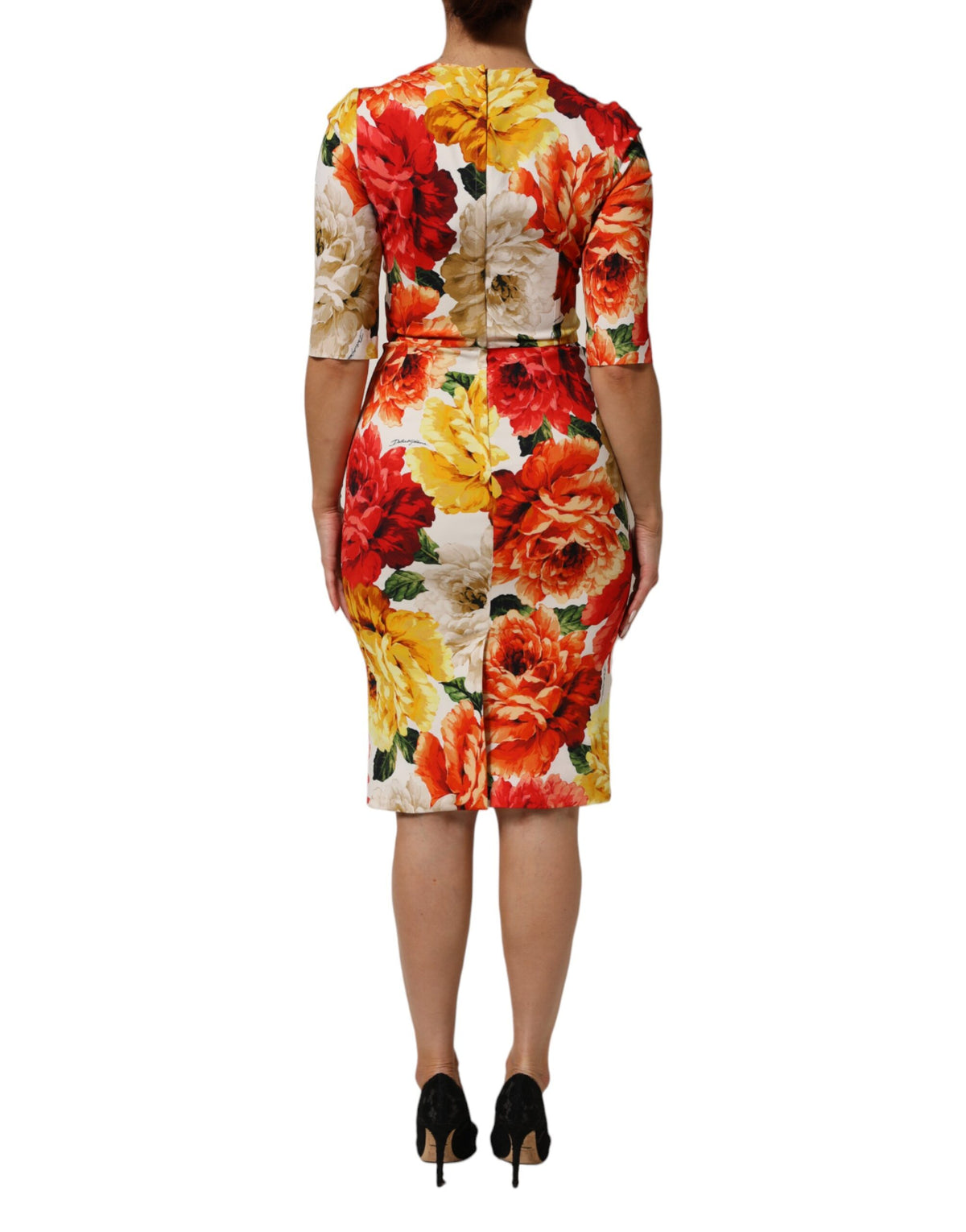 Dolce & Gabbana Multicolor Floral Print Viscose Sheath Dress