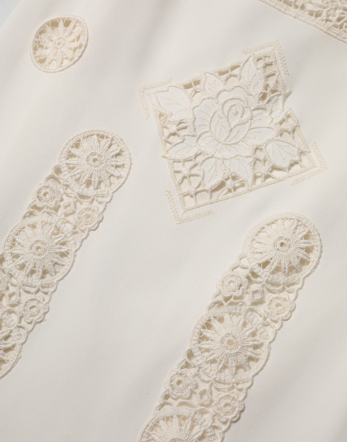 Dolce & Gabbana White Floral Lace Sleeveless Midi Dress