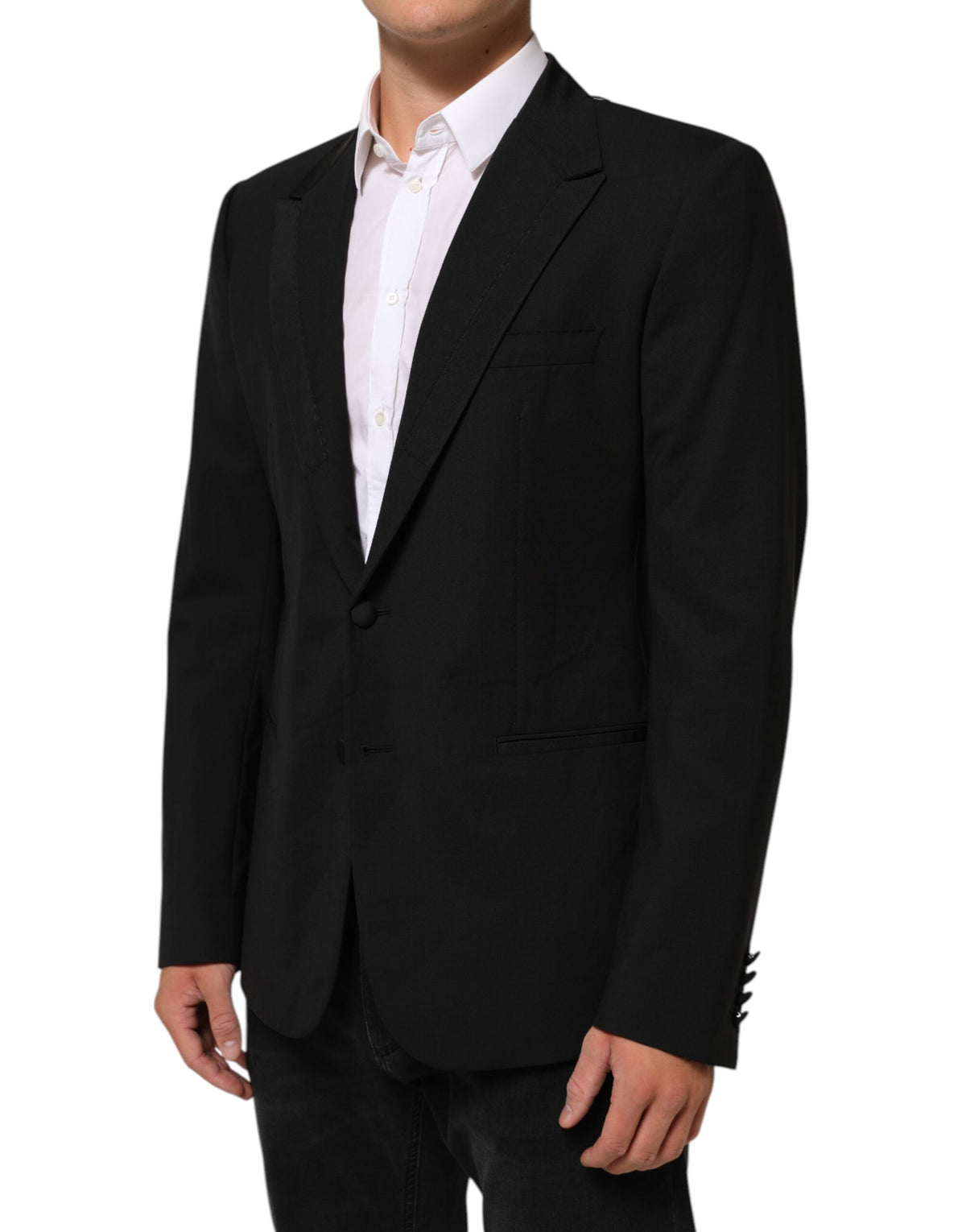 Dolce & Gabbana Black Wool 2 Buttons Suit Men Jacket Blazer