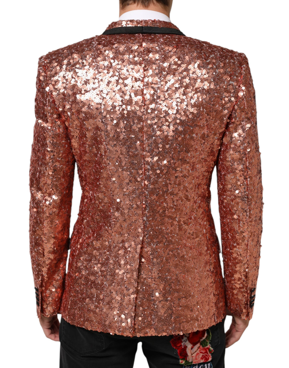 Dolce & Gabbana Pink Sequin SICILIA 1 Button Men Suit Blazer