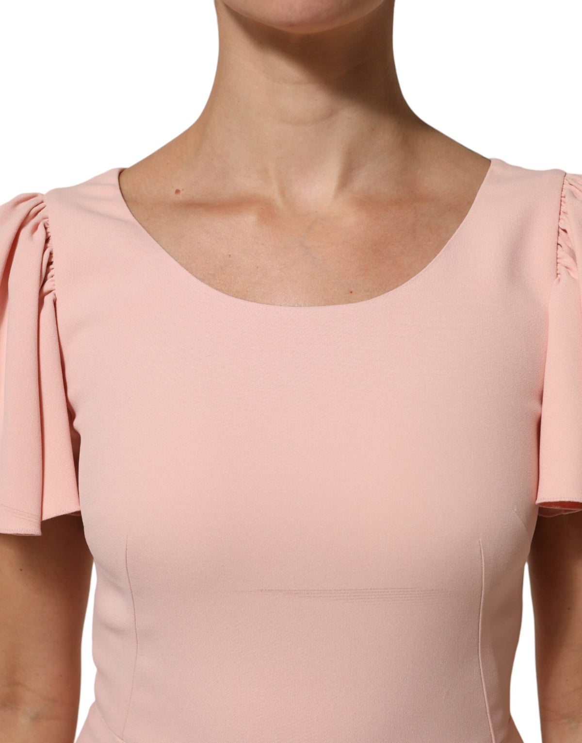 Dolce & Gabbana Pink Viscose Fit Flared Sheath Midi Dress