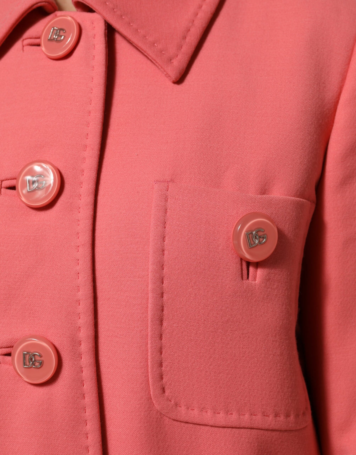 Dolce & Gabbana Pink Buttoned Down Trench Coat Jacket