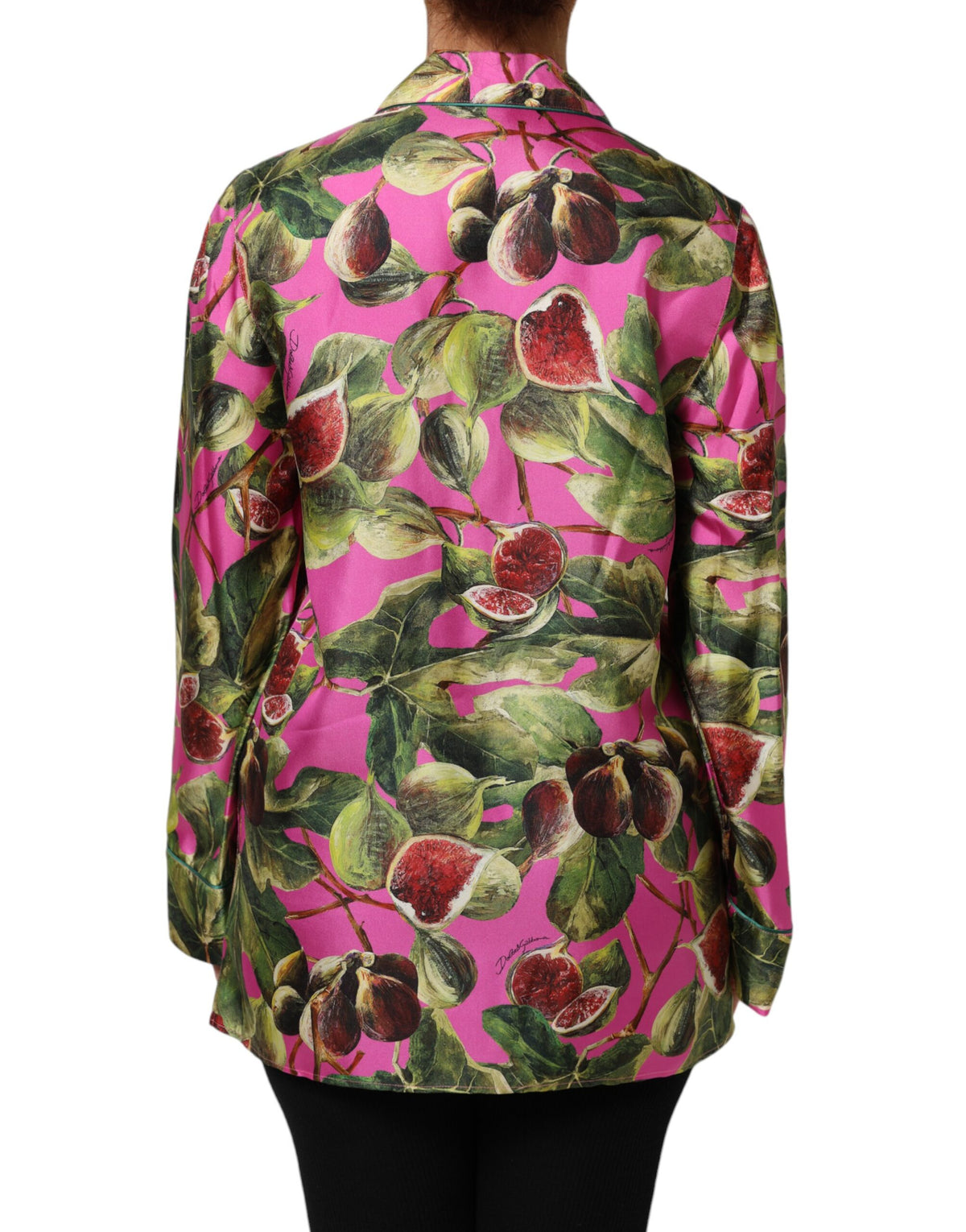 Dolce & Gabbana Hot Pink Fig Printed Silk Shirt Blouse Top