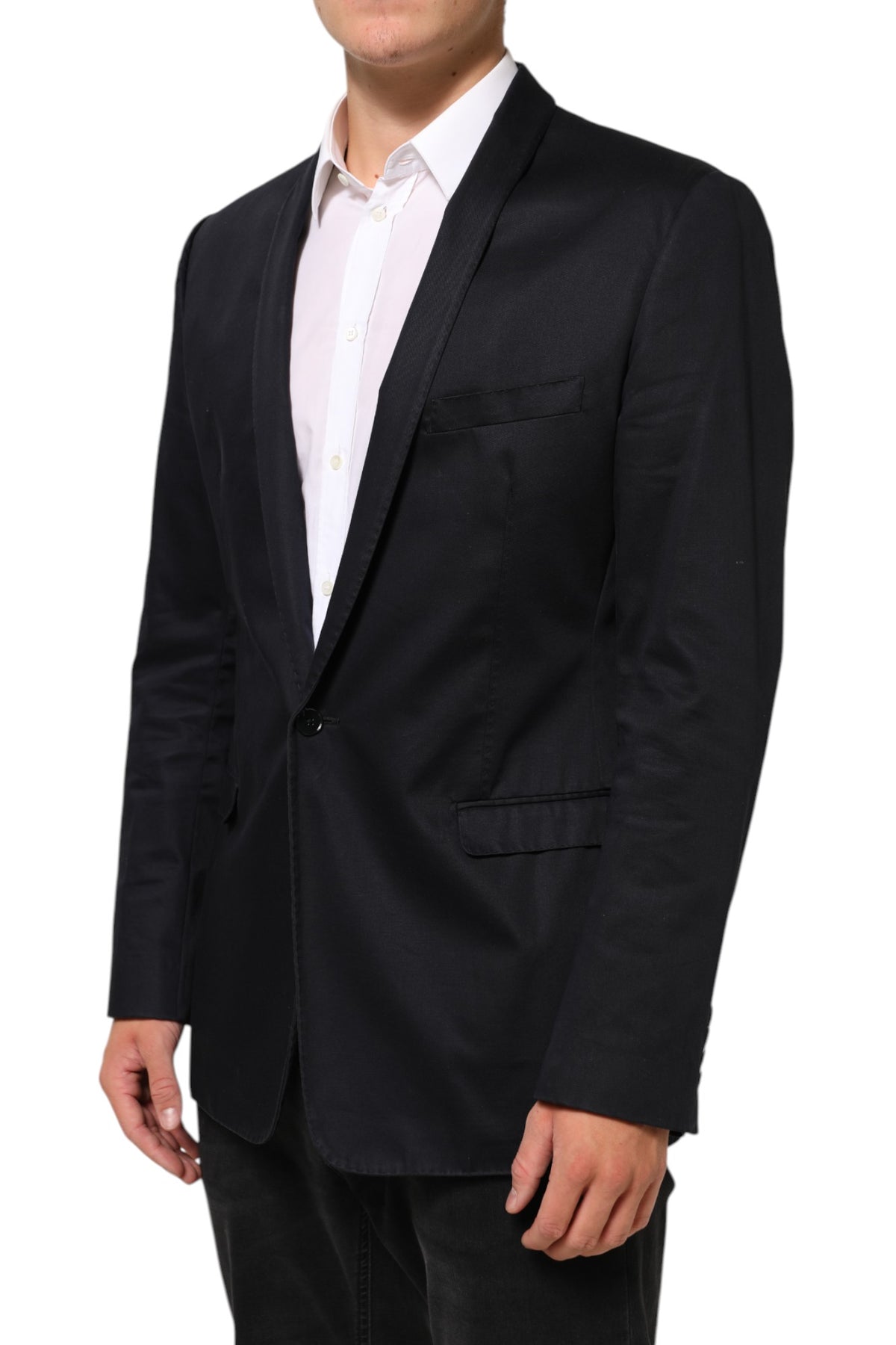 Dolce & Gabbana Blue Cotton 1 Button Suit Jacket Blazer