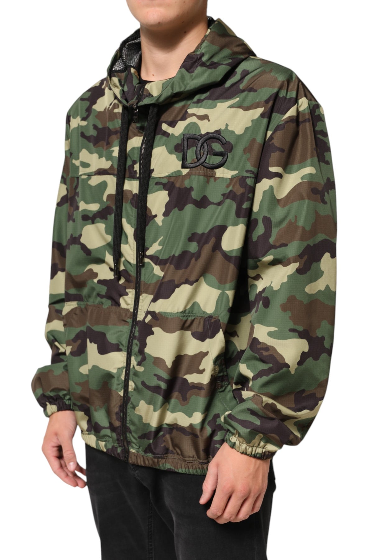 Dolce & Gabbana Green Camouflage Hooded Sweatshirt Jacket