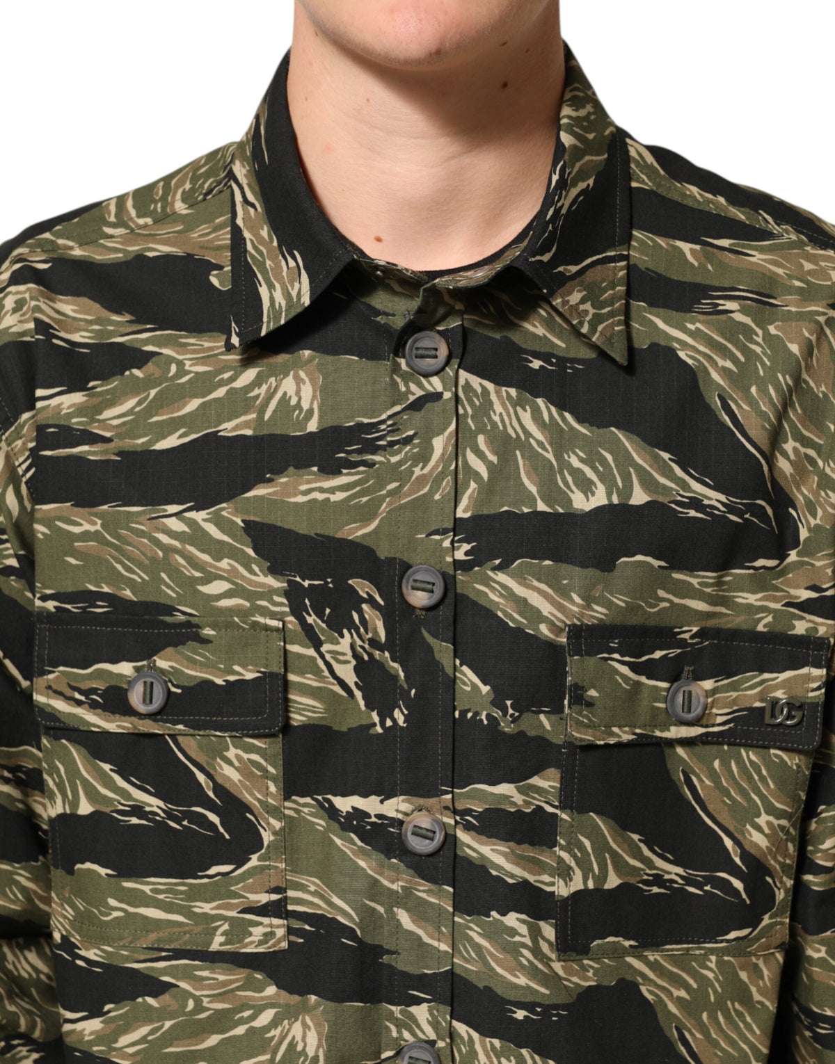 Dolce & Gabbana Multicolor Camouflage Cotton Casual Shirt