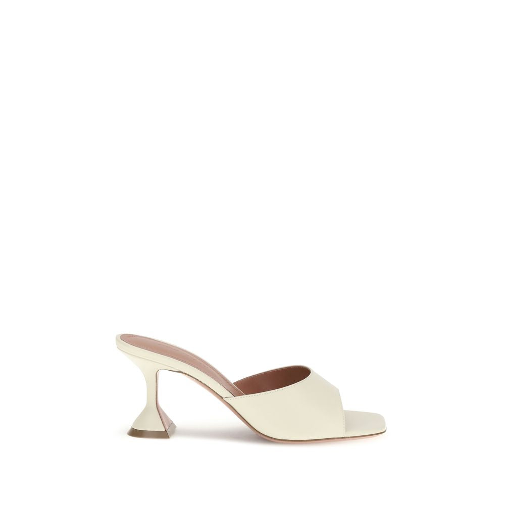 Amina Muaddi Cream Calf Leather Bos Taurus Flat Sandals