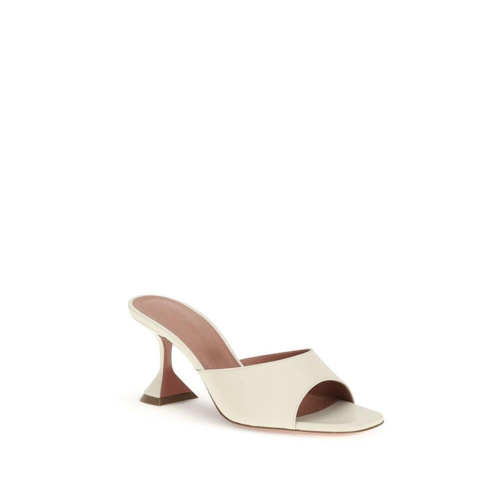 Amina Muaddi Cream Calf Leather Bos Taurus Flat Sandals