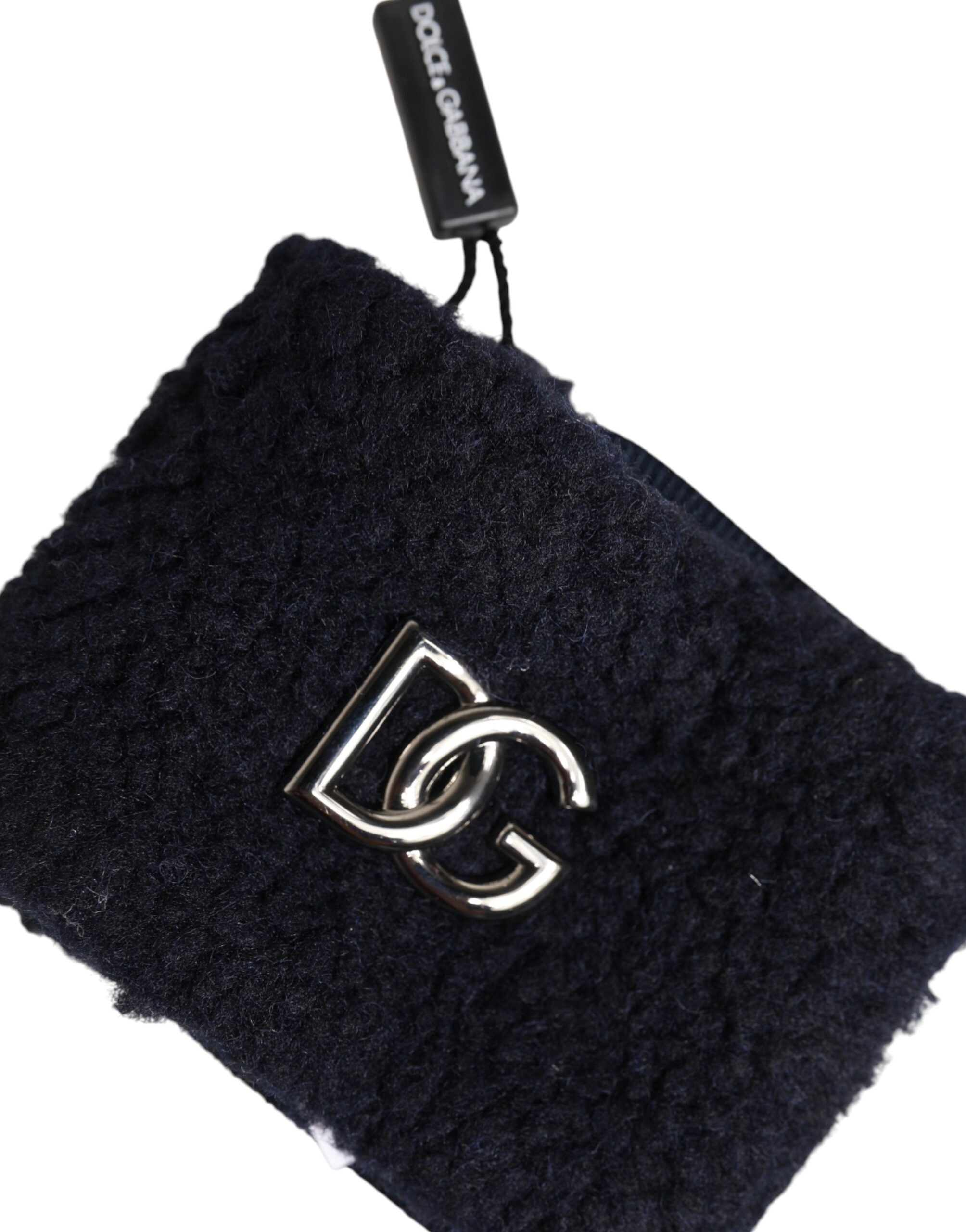 Dolce & Gabbana Black Polyester Logo Plaque Men One Size Wristband