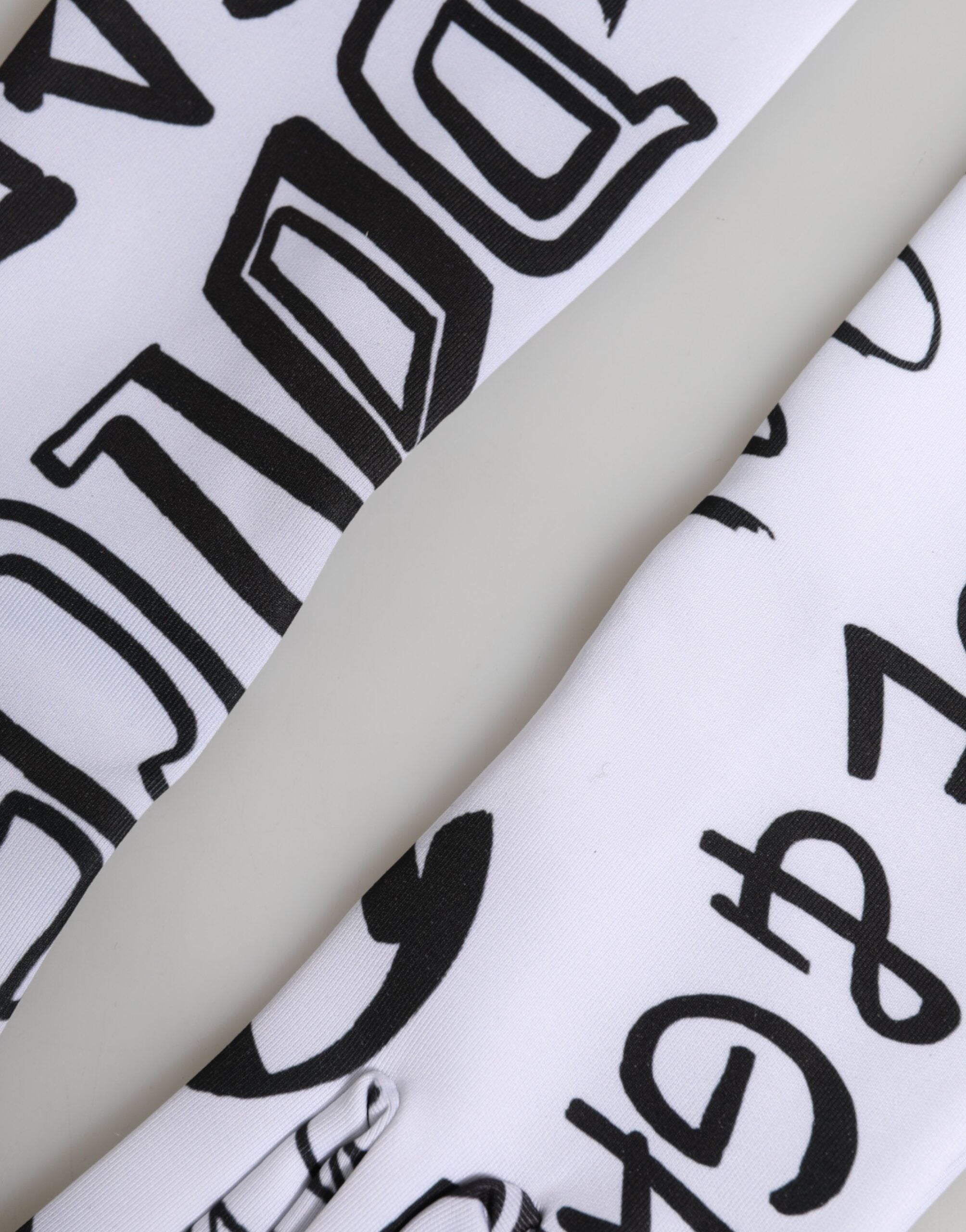 Dolce & Gabbana Black White DG Logo Elbow Length Mitten Gloves