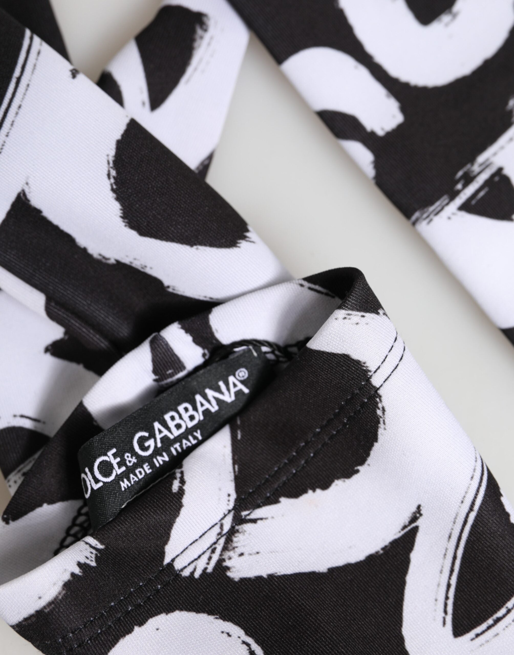Dolce & Gabbana Black White DG Logo Elbow Length Mitten Gloves