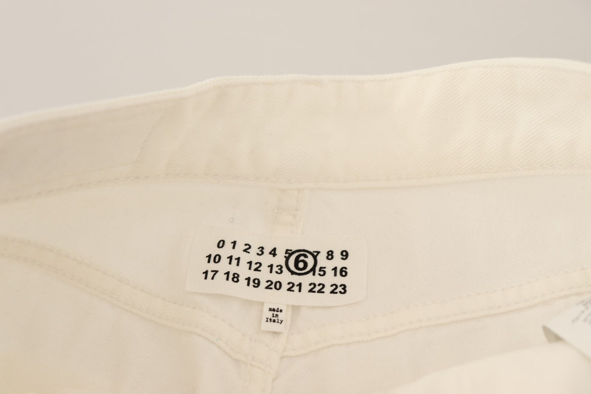 Maison Margiela White Mid Waist Knee Length Bermuda Shorts