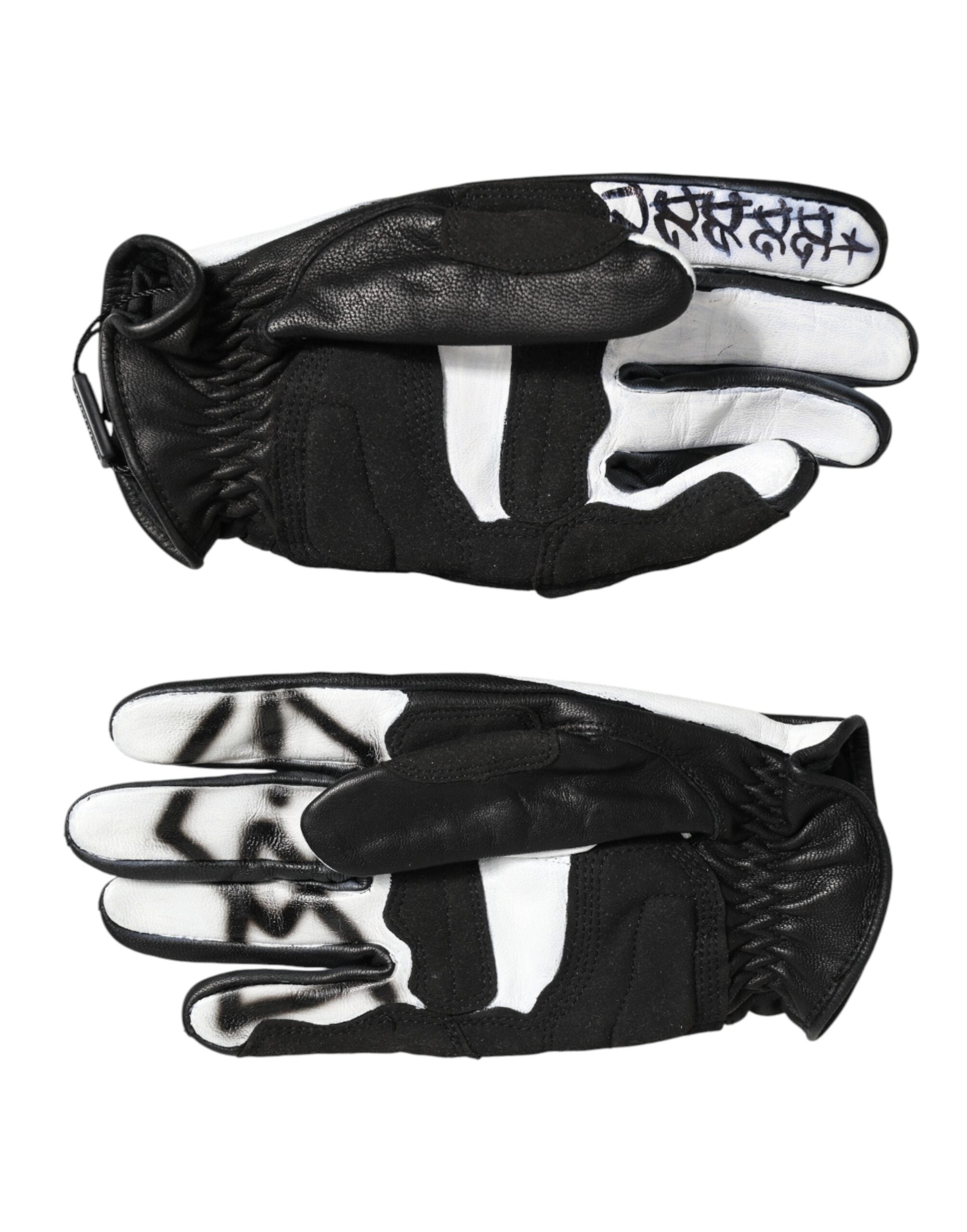 Dolce & Gabbana Gloves Black White Crystal Wrist Length Mitten Gloves