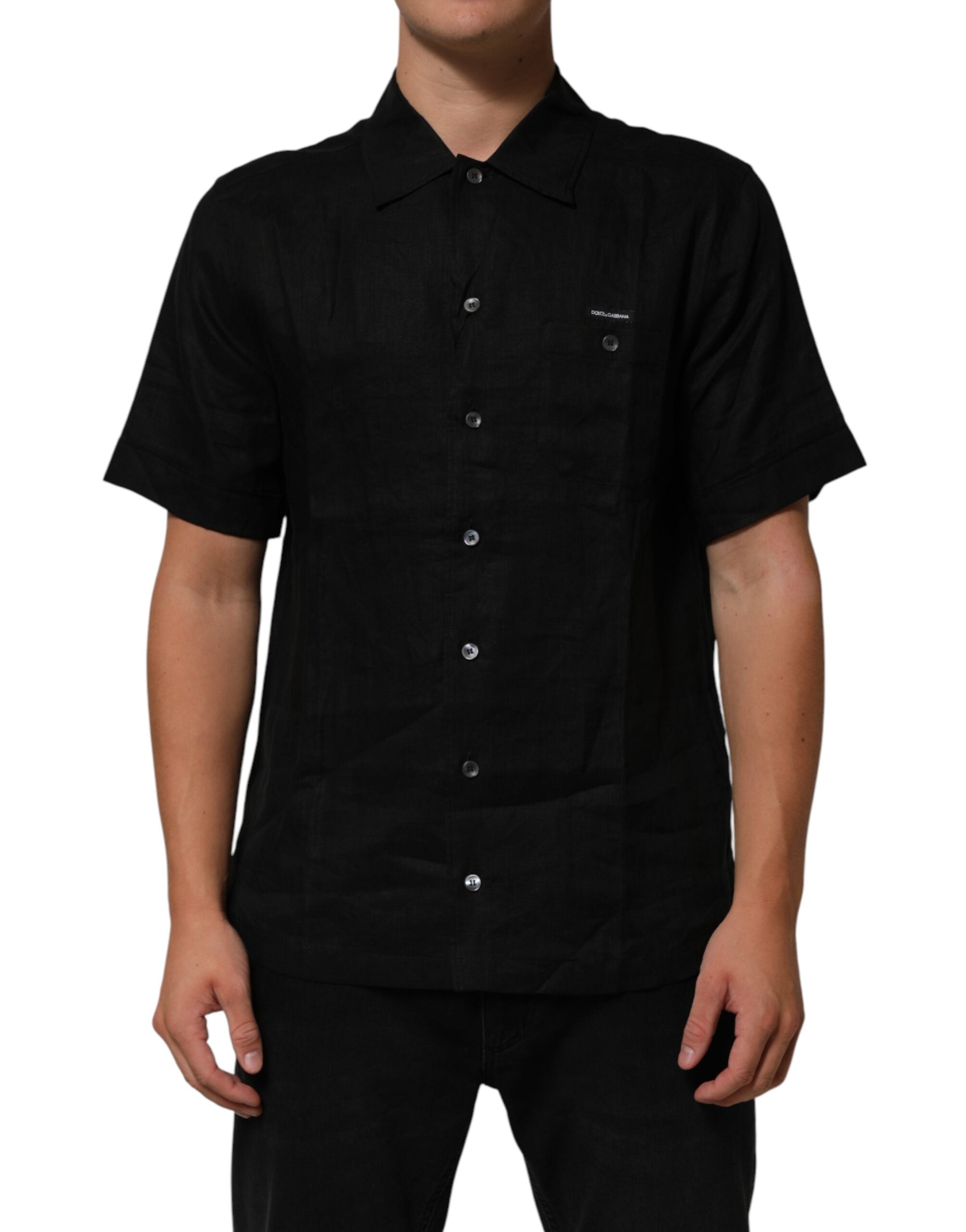 Carhartt Wip Black Linen Collared Short Sleeve Polo Shirt