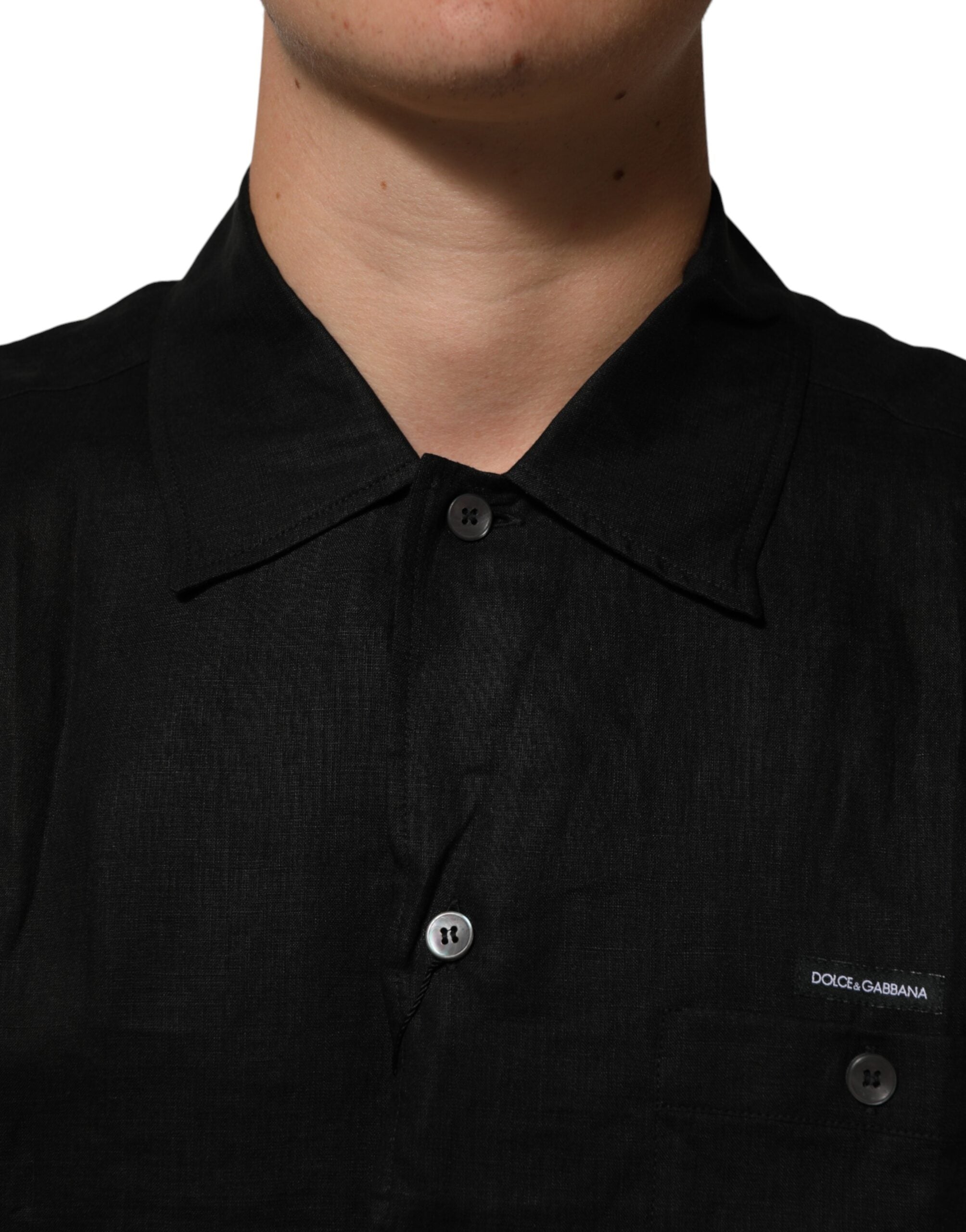 Carhartt Wip Black Linen Collared Short Sleeve Polo Shirt