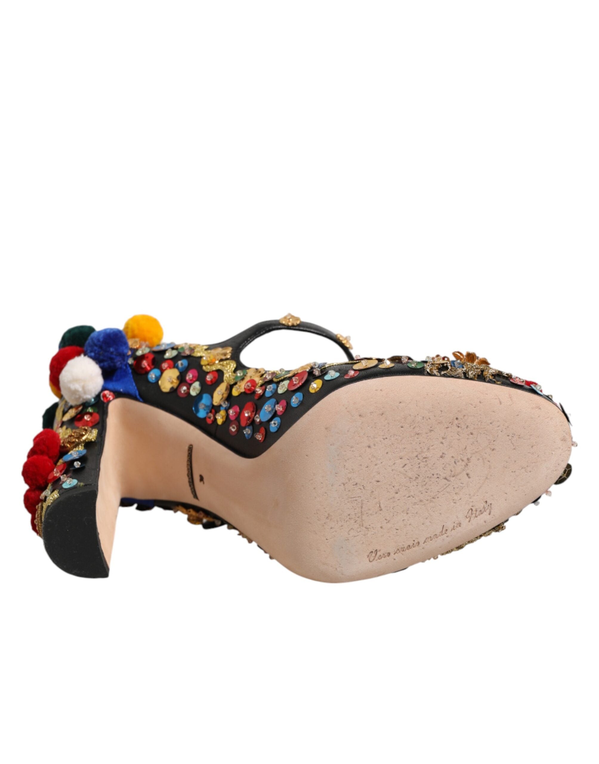 Dolce & Gabbana Black Gold Embellished MARY JANES Pumps Shoes