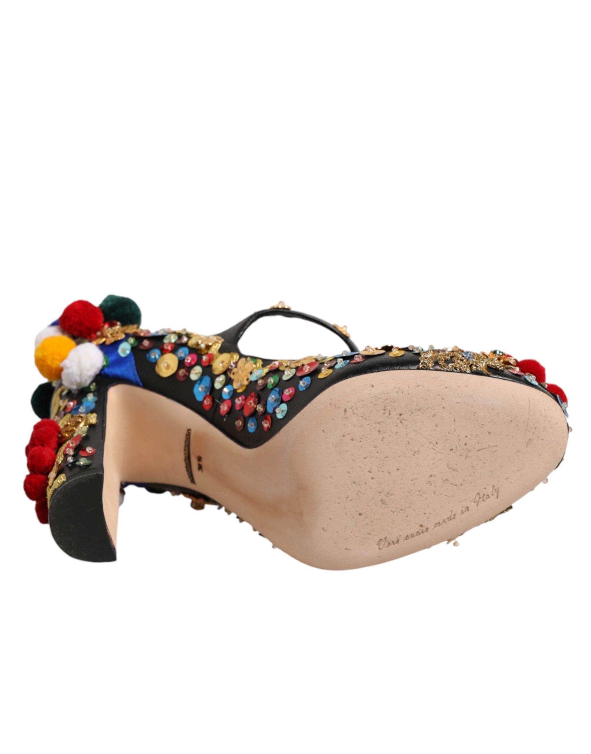 Dolce & Gabbana Black Gold Embellished MARY JANES Pumps Shoes