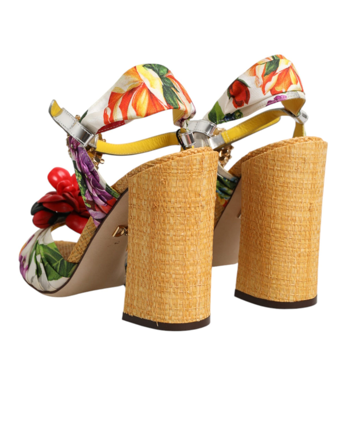 Dolce & Gabbana Multicolor Floral Crystal Embellished Sandals Shoes