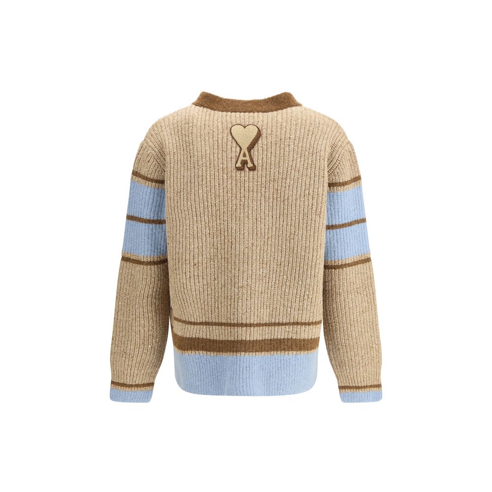 Ami Paris Beige Wool Cardigan