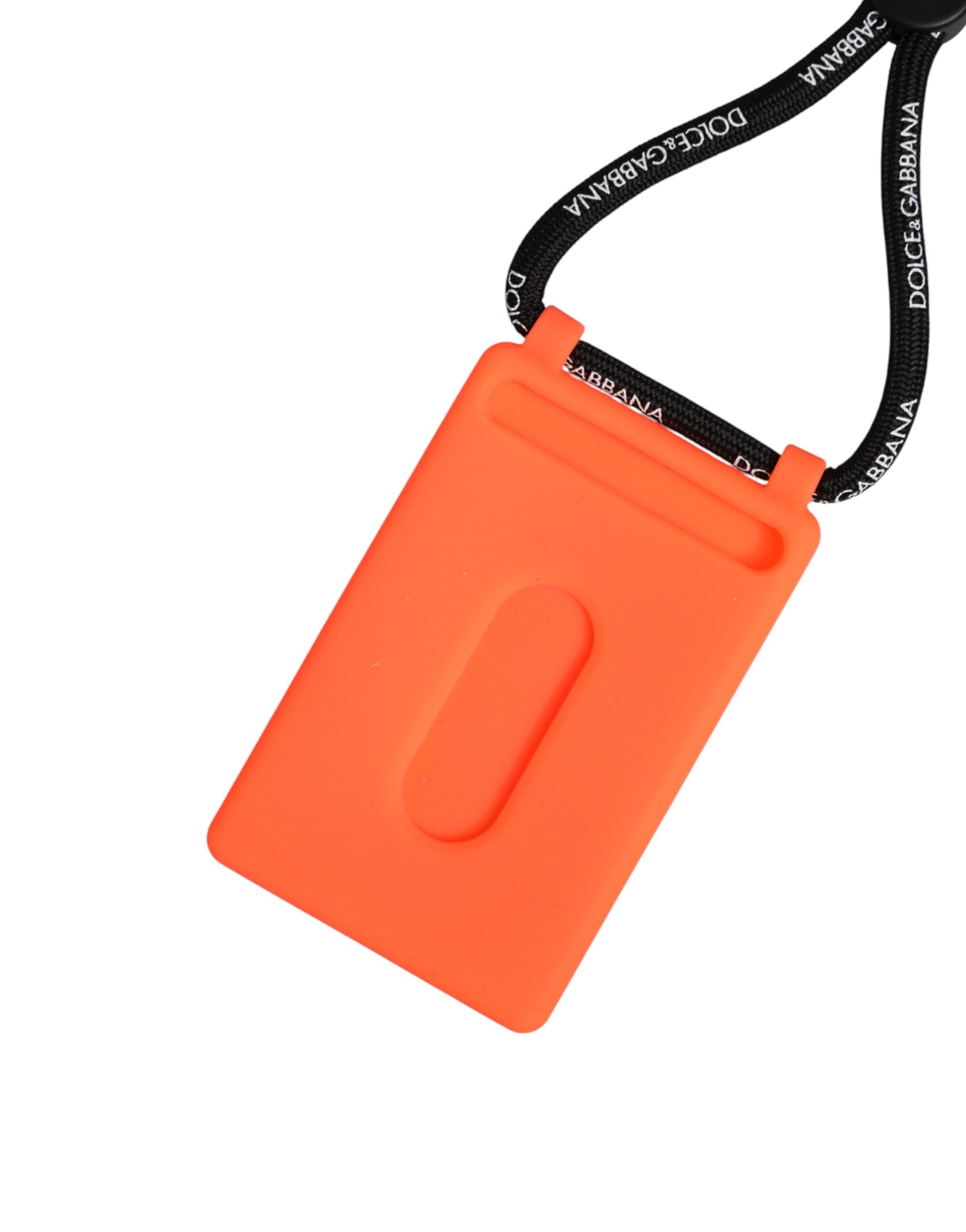 Dolce & Gabbana Holder Neon Orange Rubber DG Embossed Adjustable Badge