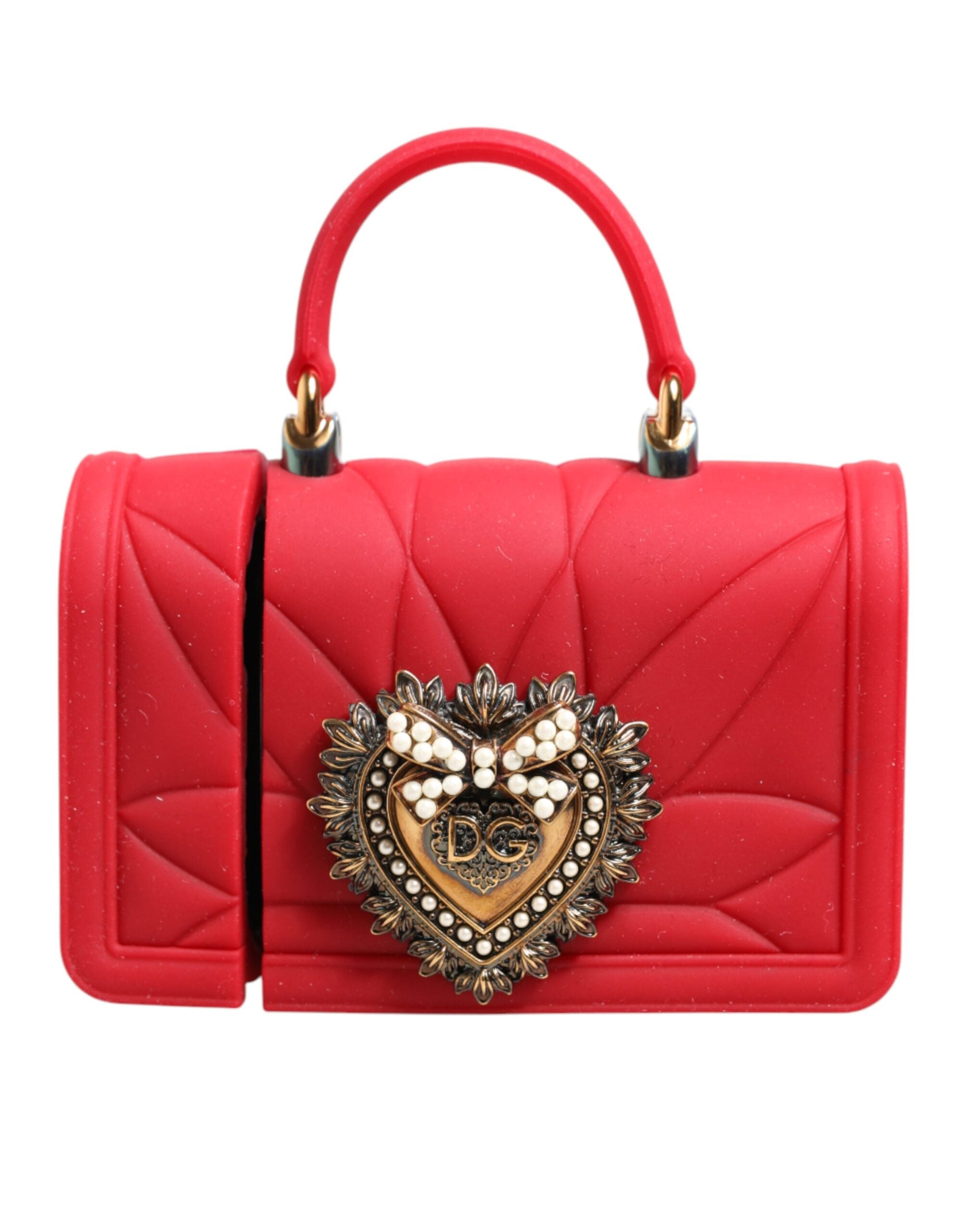 Dolce & Gabbana Red Silicone Devotion Heart Cover Bag Women Airpods Case