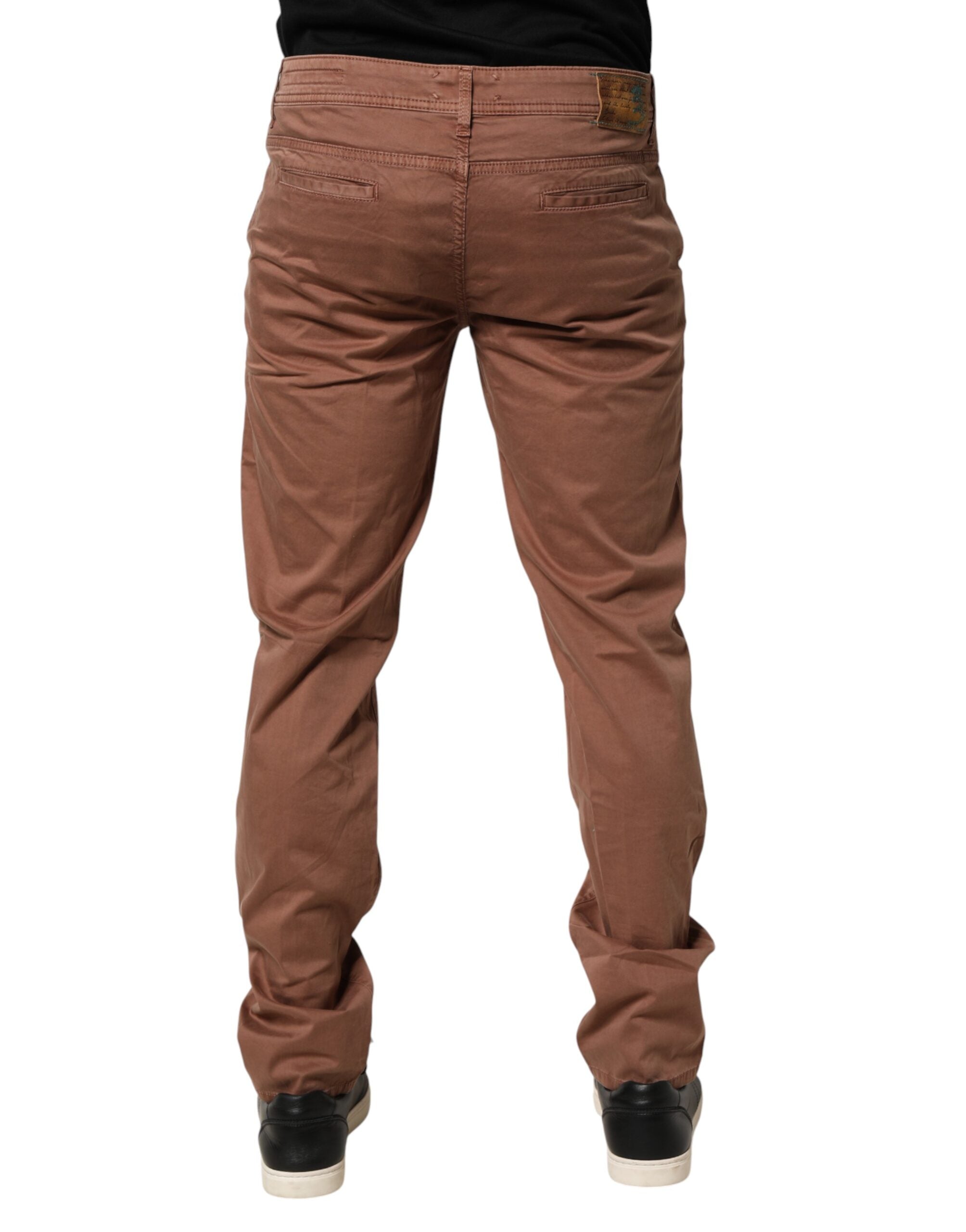 Barba Napoli Brown Mid Waist Skinny Fit Denim Men Trouser Jeans